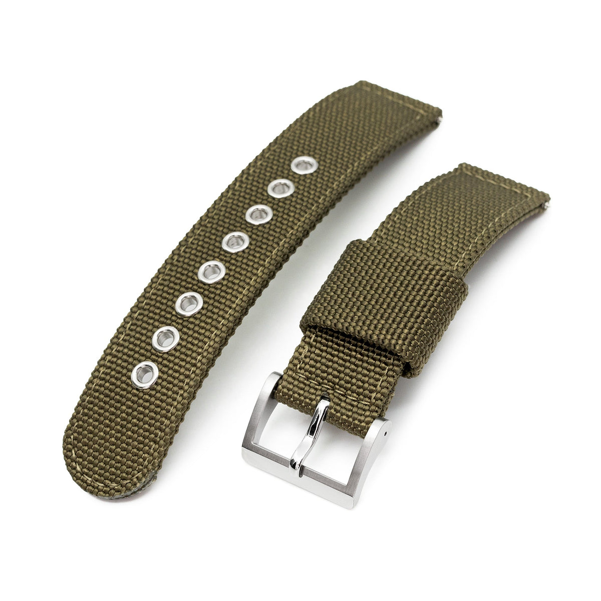 22mm Military Green Premium Nylon Weaved Quick Release Watch Band with Eyelet Strapcode Watch Bands