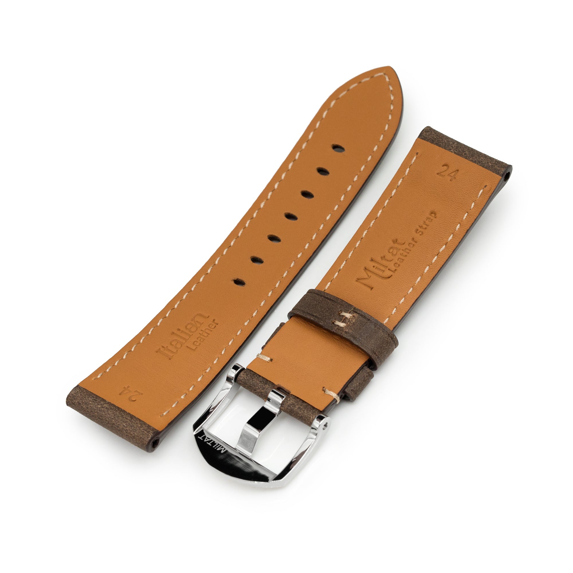 Pam Collection, Dark Brown Italian Leather Watch Strap for Panerai, Beige Stitching Strapcode watch bands