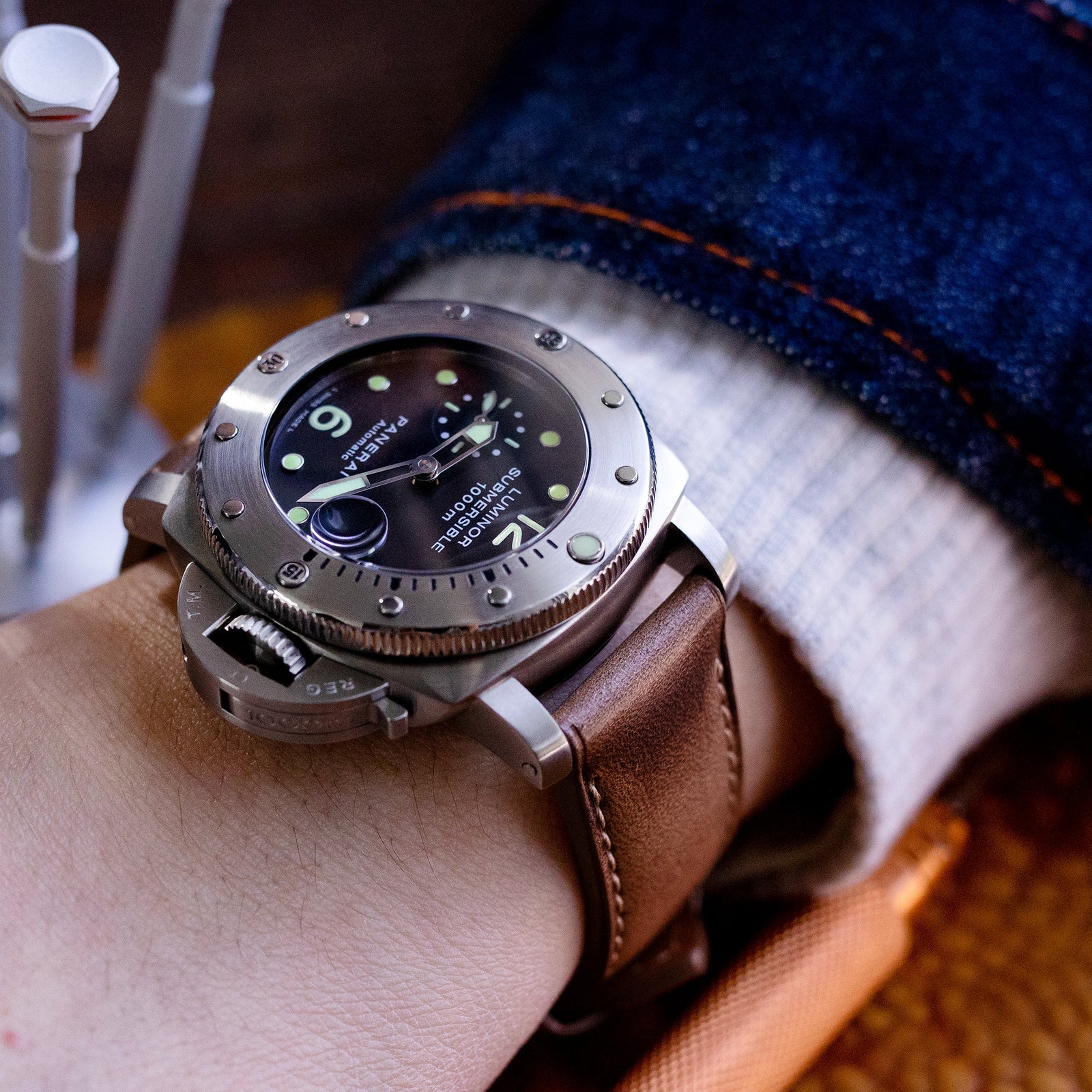 Panerai Luminor Submersible 44mm Steel Mens Watch PAM00243, Panerai PAM 1020 Luminor 1950 Chronograph Flyback PCYC Strapcode watch bands