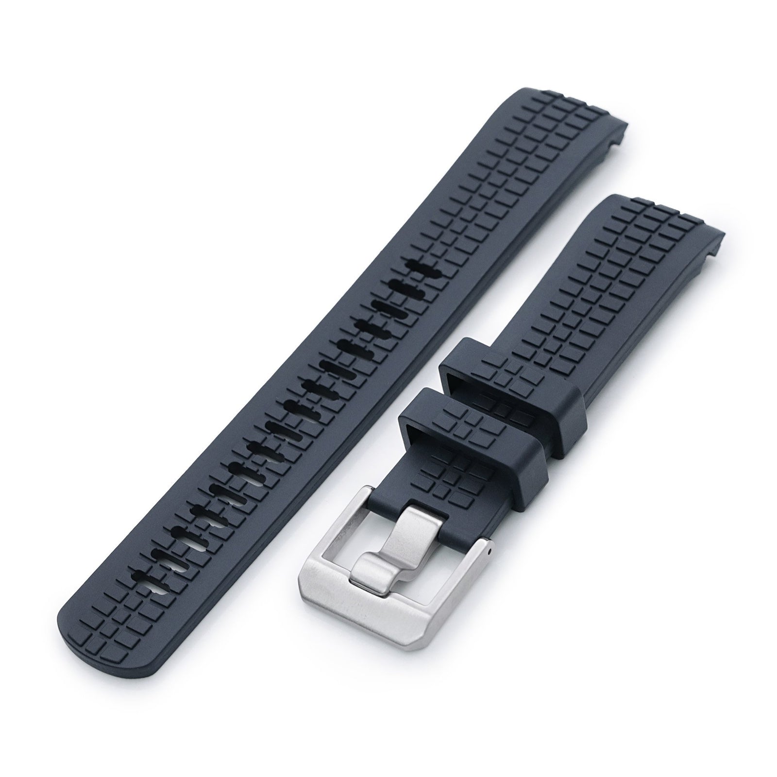 22mm Crafter Blue - CB12 Navy Blue Rubber Curved Lug Watch Strap compatible with Seiko new Turtles SRP777 Strapcode Watch Bands