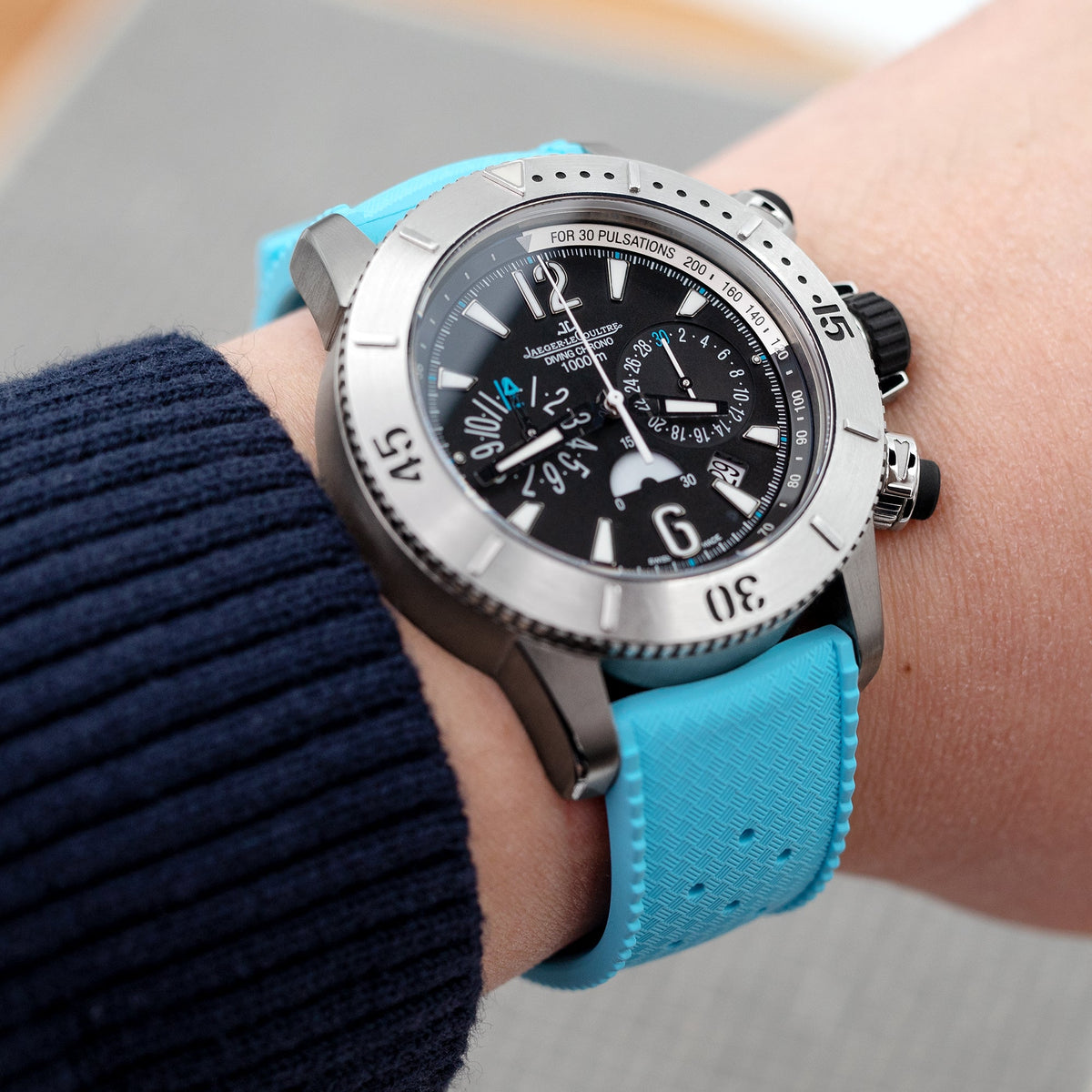 Jaeger LeCoultre Master Compressor Diver Chronograph Titanium Q186T670 Strapcode Watch Bands