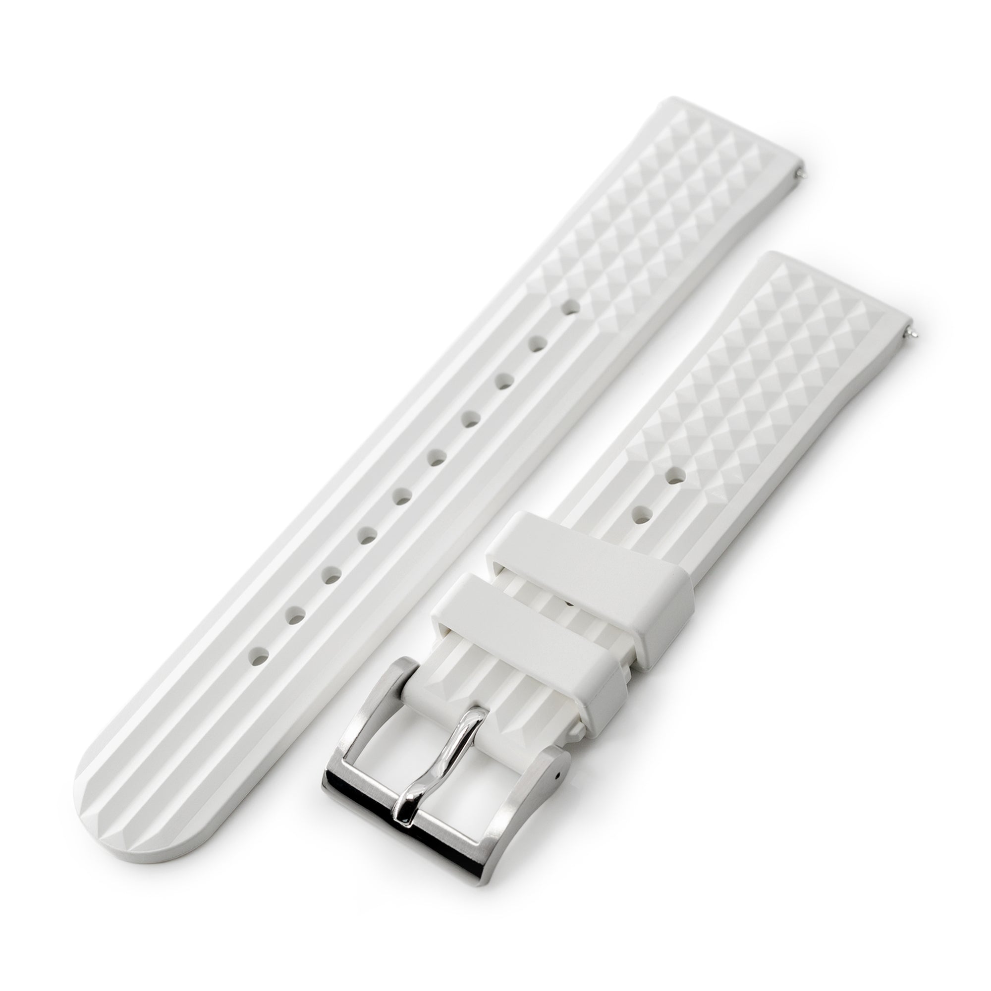Chaffle White FKM Rubber watch strap, 20mm or 22mm Strapcode Watch Bands