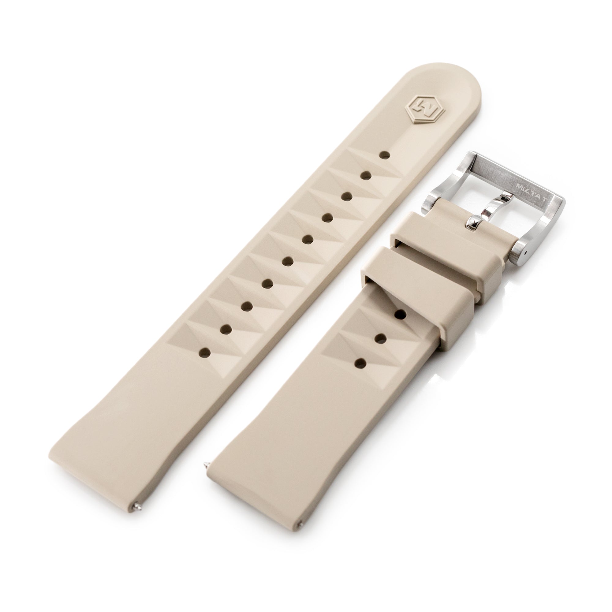 Chaffle Sand FKM Rubber watch strap, 20mm or 22mm Strapcode Watch Bands
