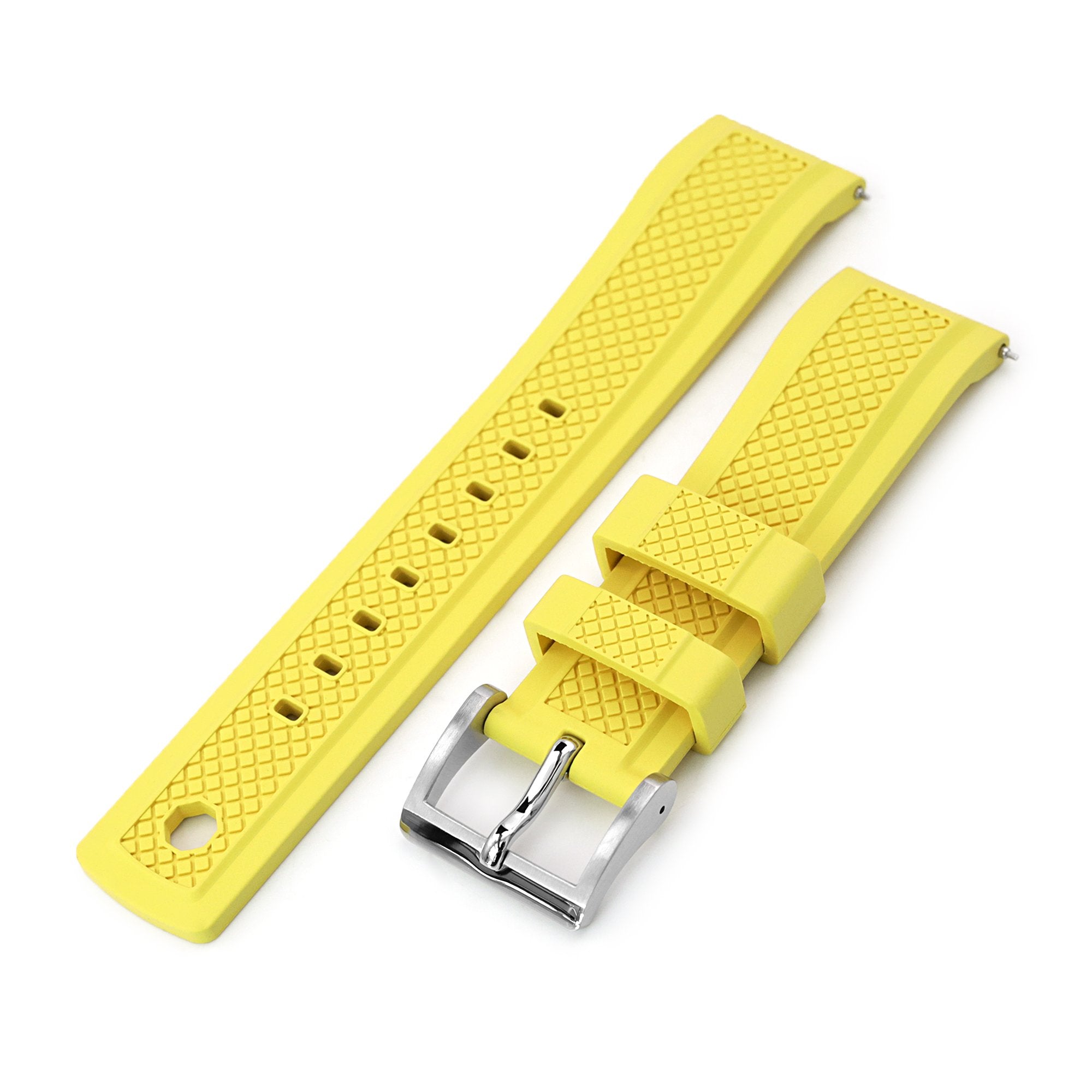 Crisscross Yellow FKM Quick Release Rubber Strap, 20mm or 22mm Strapcode Watch Bands
