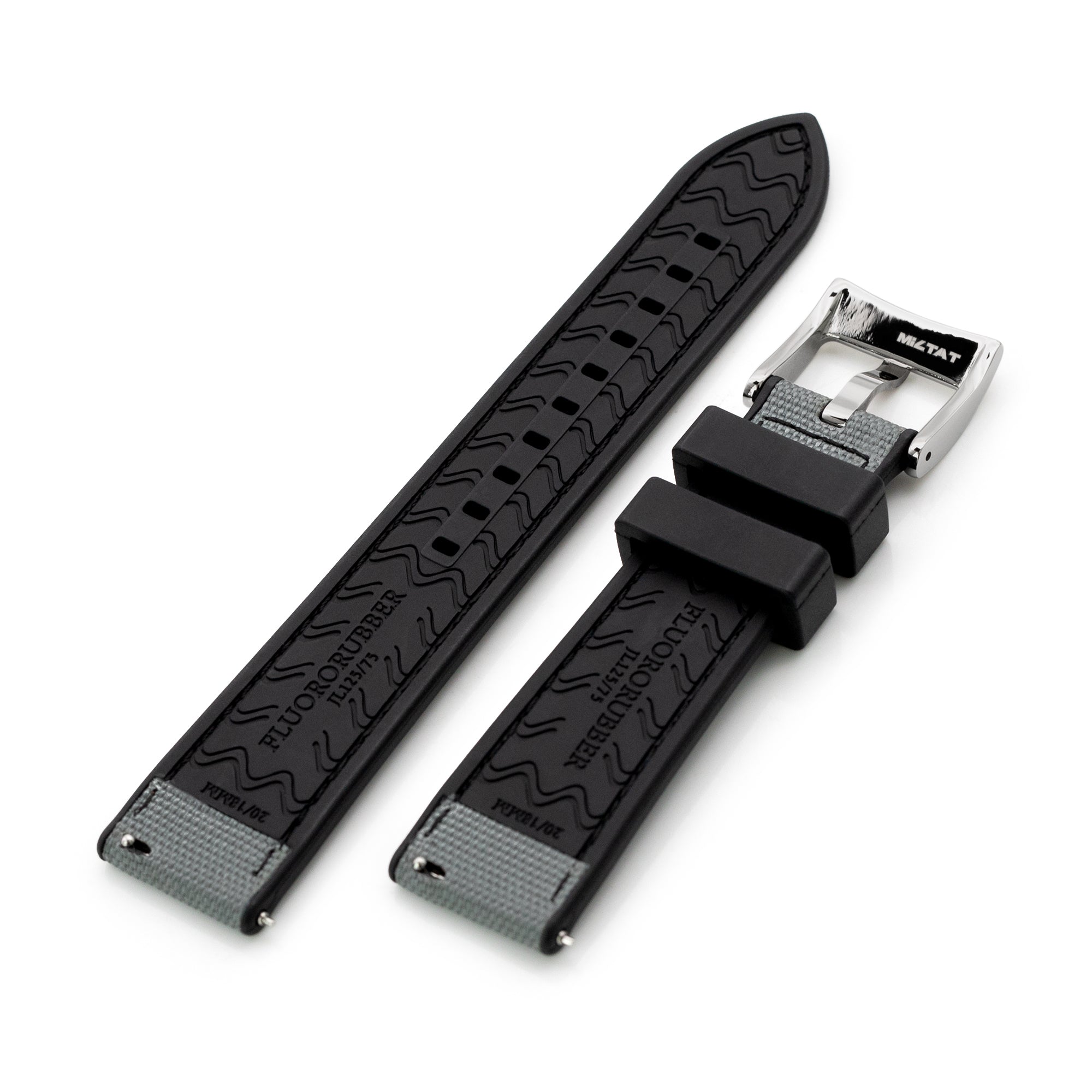 Grey Quick Release Sailcloth FKM Rubber Sports Watch Strap, 20mm Strapcode Watch Bands