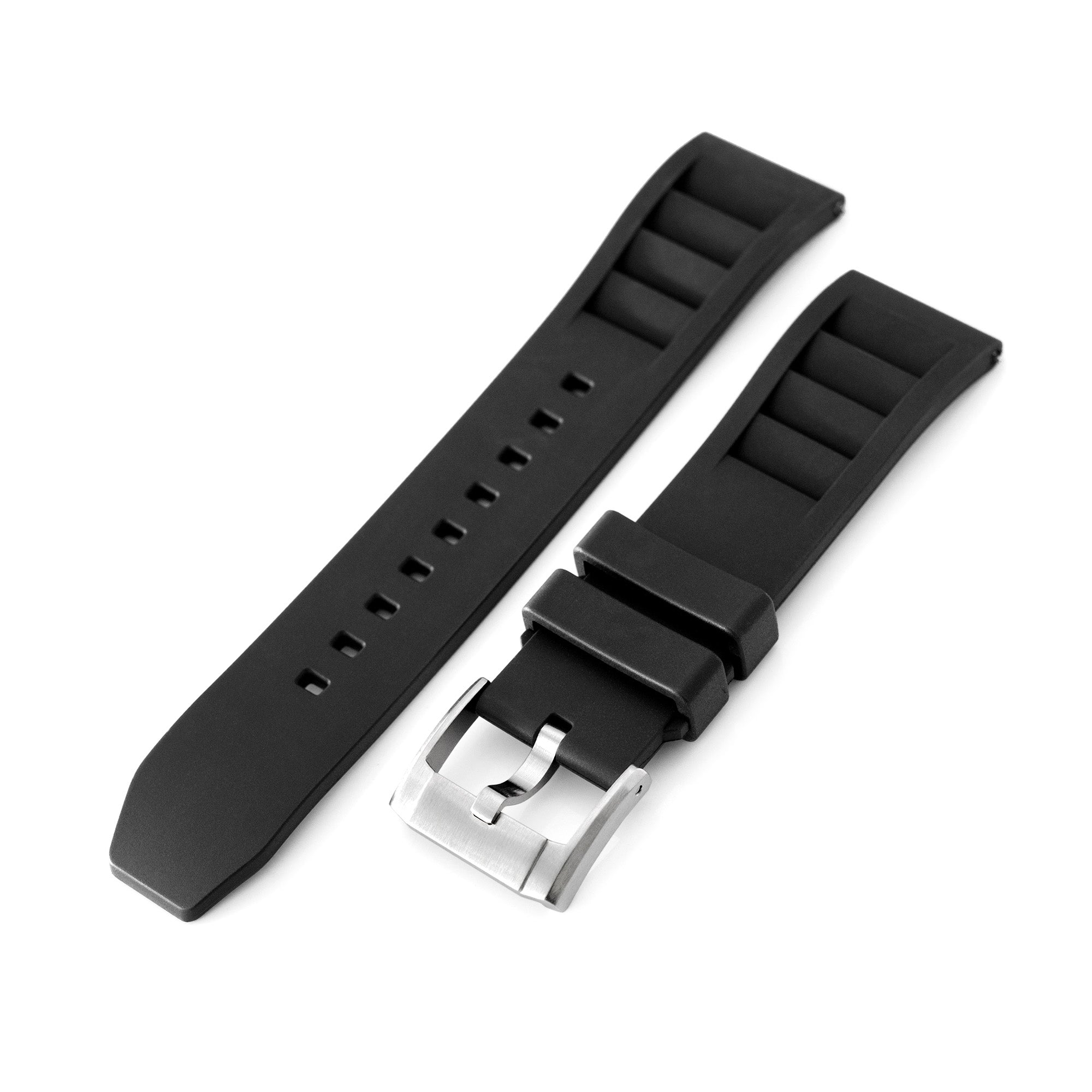 Black RM Vented FKM Quick Release Rubber Watch Strap, 20mm or 22mm Strapcode Watch Bands