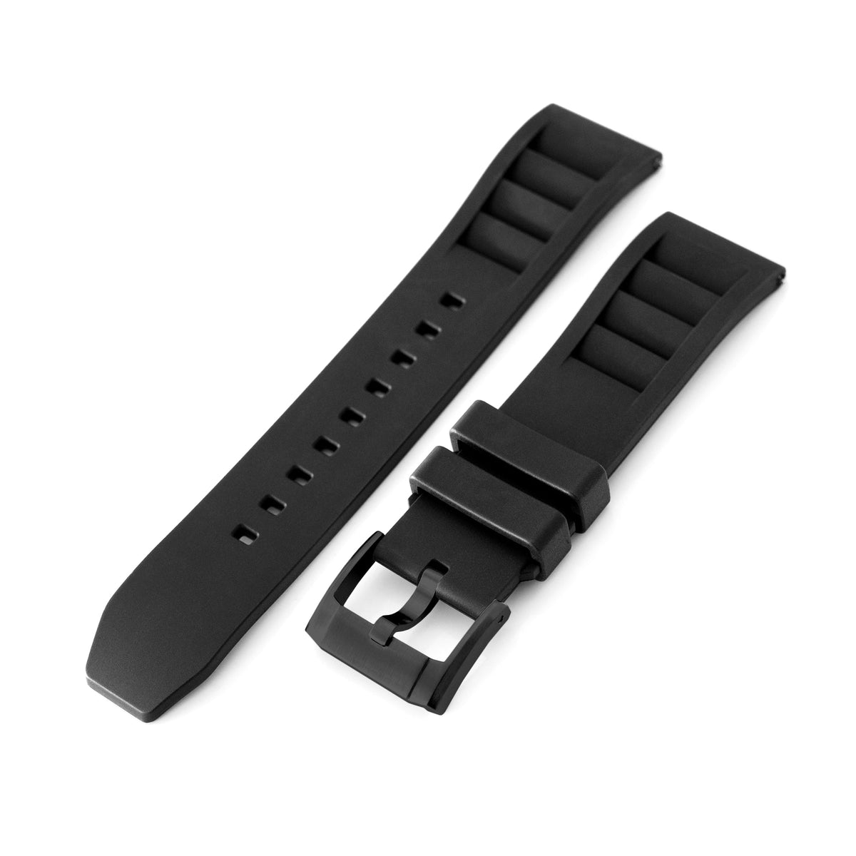 Black RM Vented FKM Quick Release Rubber Watch Strap, Diamond-like Carbon (DLC coating) Strapcode Watch Band