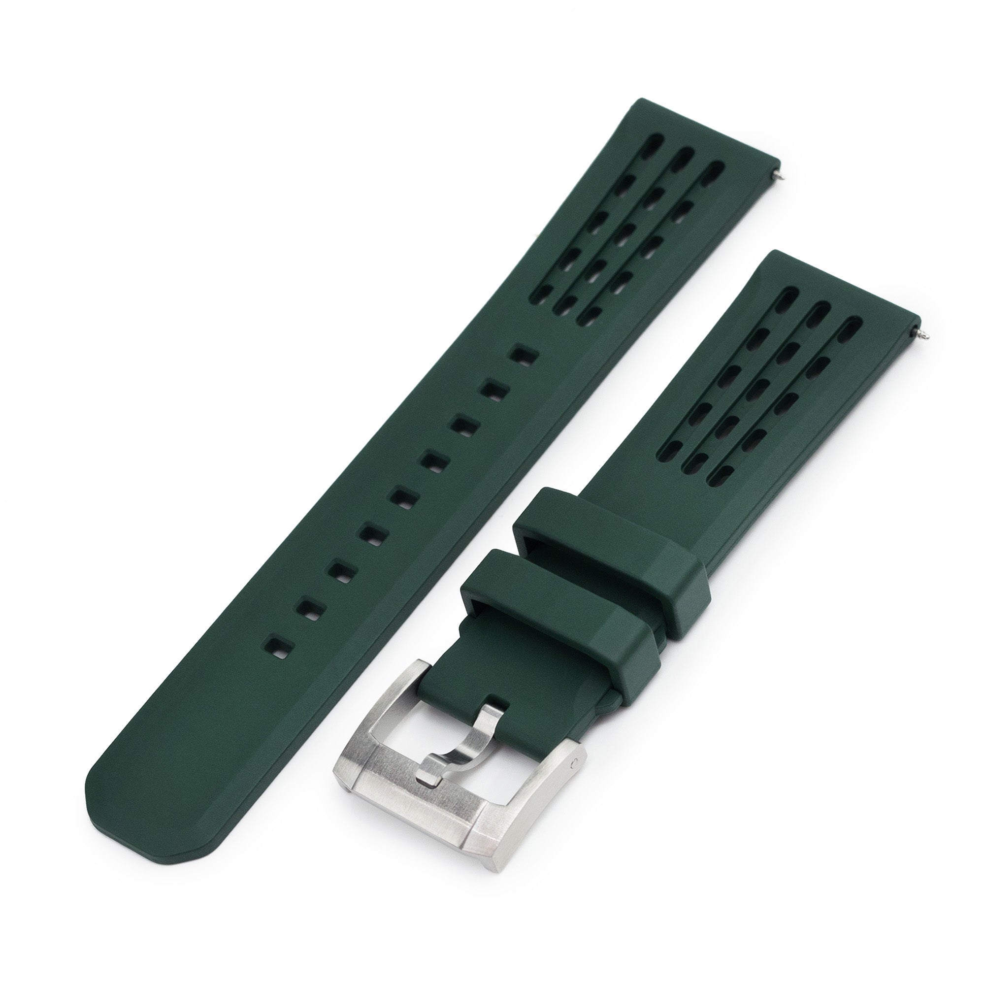 Ocellus Green Quick Release FKM Rubber Sports Watch Strap, 20mm or 22mm Strapcode Watch Bands