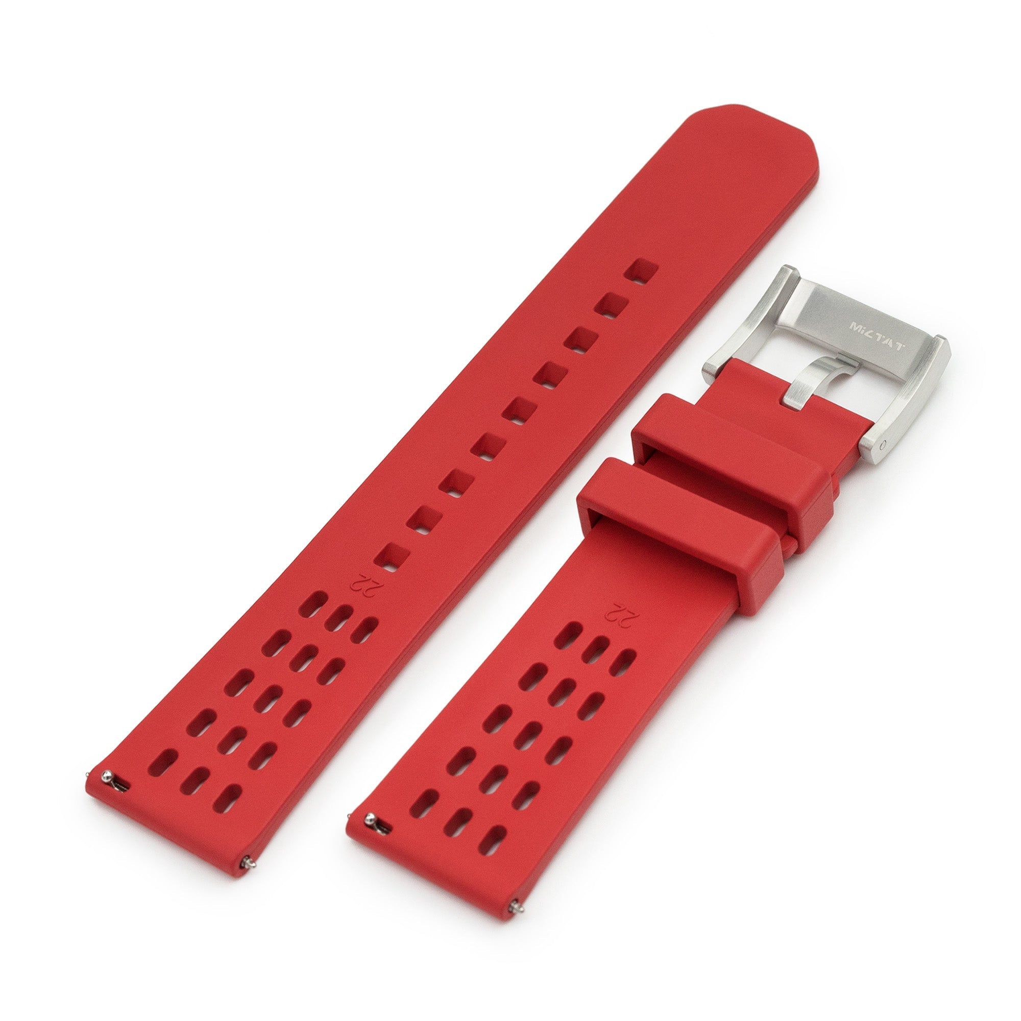 Ocellus Red Quick Release FKM Rubber Sports Watch Strap, 20mm or 22mm Strapcode Watch Bands