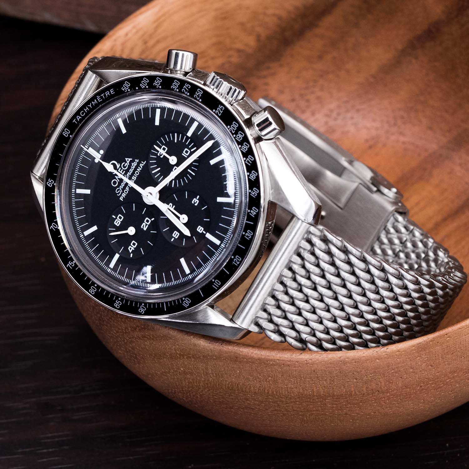 Omega Speedmaster Professional Chronograph Moon watch mesh watch band by strapcode