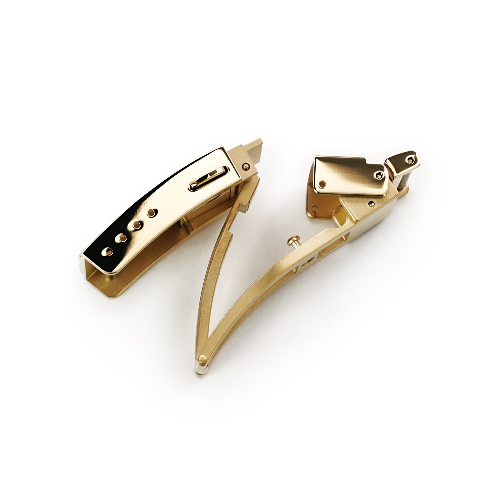 Cuboid Clasp Tri-Fold Stainless Steel Watch Band Buckle, IP Gold Strapcode Watch Bands