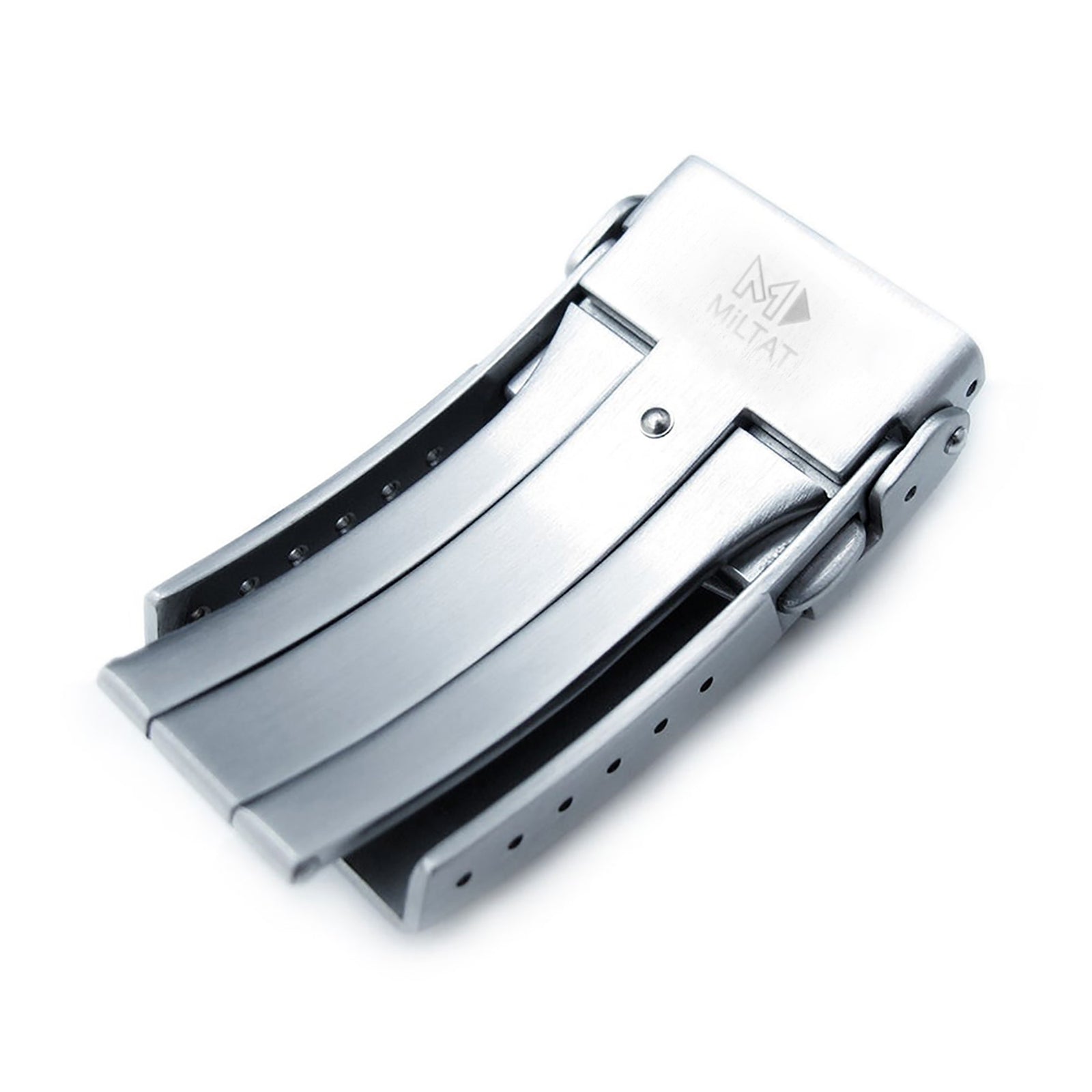 Boucle de plongée à double verrouillage avec bouton, en acier inoxydable brossé 16mm, 18mm, 20mm ou 22mm, fermoir V