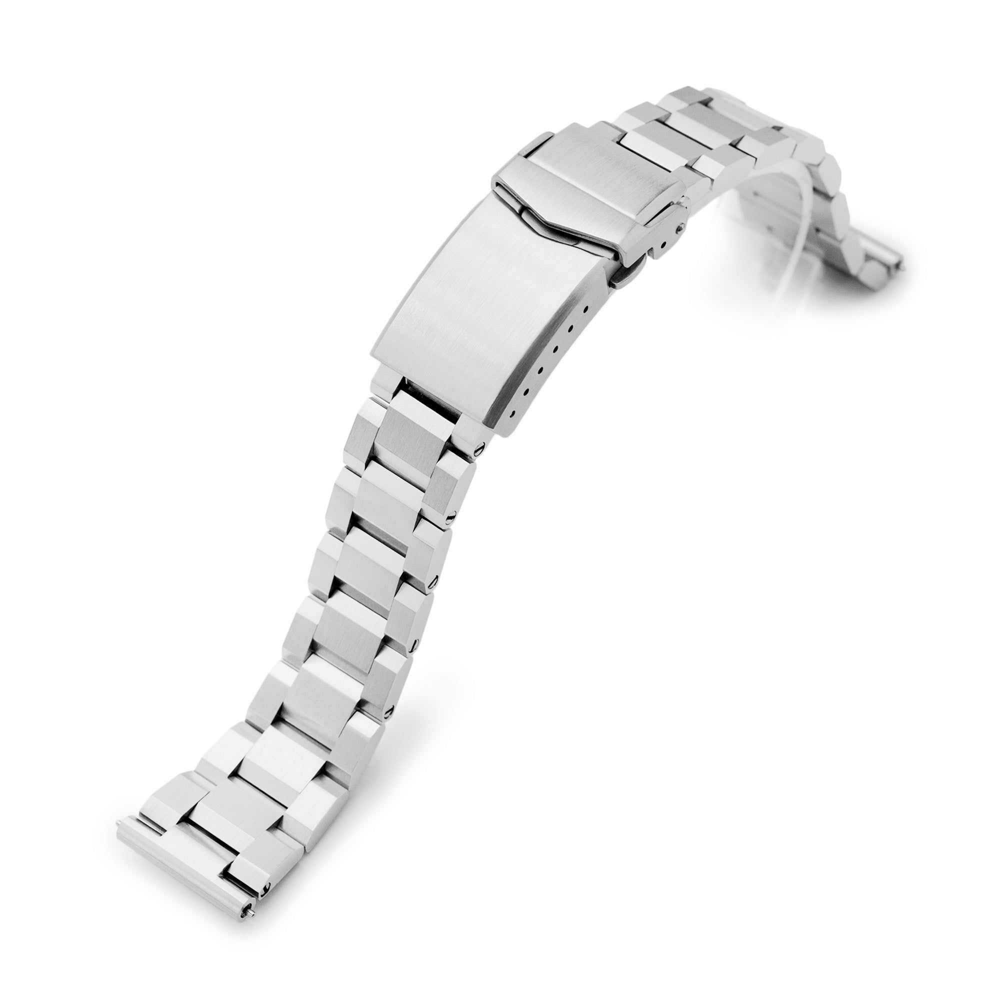 19mm Hexad III Watch Band Straight End, 316L Stainless Steel Brushed V-Clasp Strapcode Watch Bands