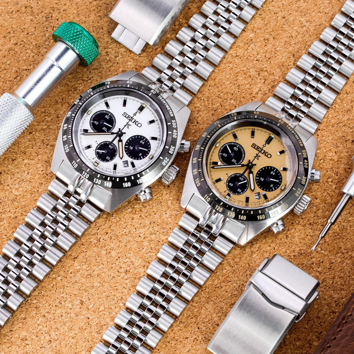 Seiko Speedtimer Panda chronograph SSC813 White Seitona  Strapcode Watch Bands