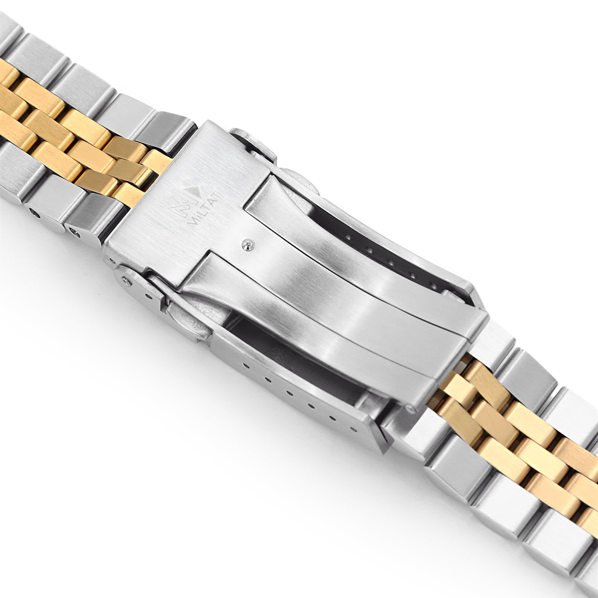 22mm Super-J Louis JUB Solid Straight End Watch Band, 316L Stainless Steel Two Tone IP Gold with 2T SUB Clasp