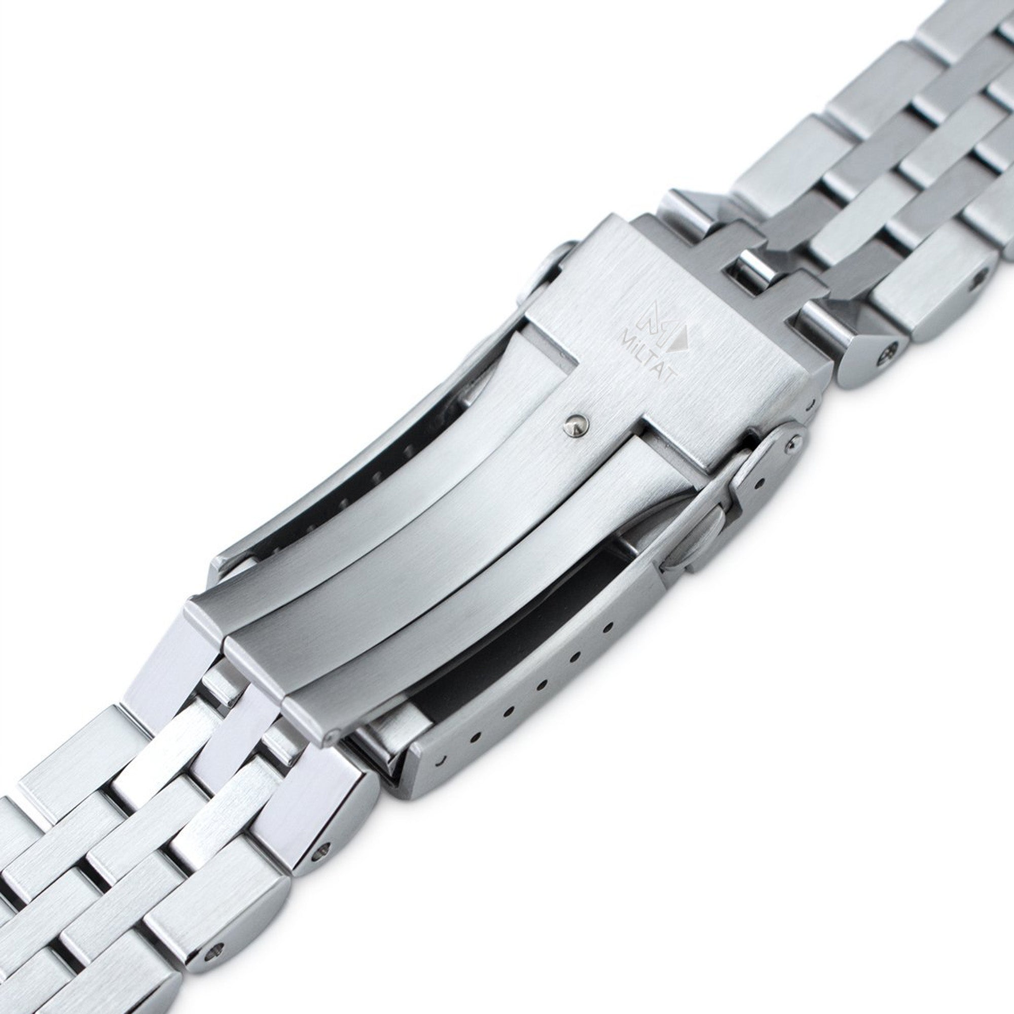 22mm Angus-J Louis 316L Stainless Steel Watch Bracelet for Seiko 5 Brushed V-Clasp Strapcode Watch Bands