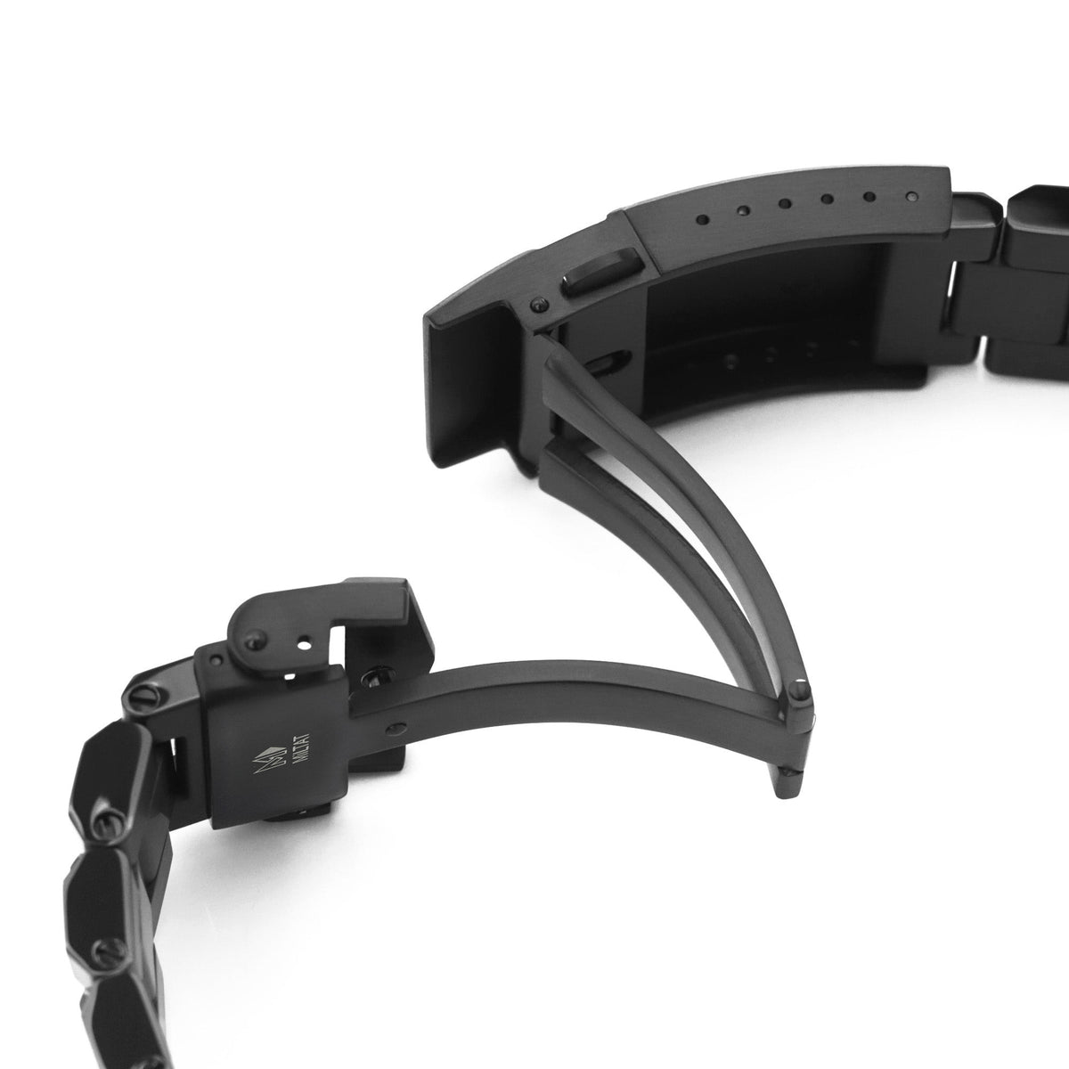 Bracelet Hexad 22mm pour Seiko Samurai SRPB51 SRPB09 SRPC93, acier inoxydable - Finition brossée (DLC) noire, boucle V Diver