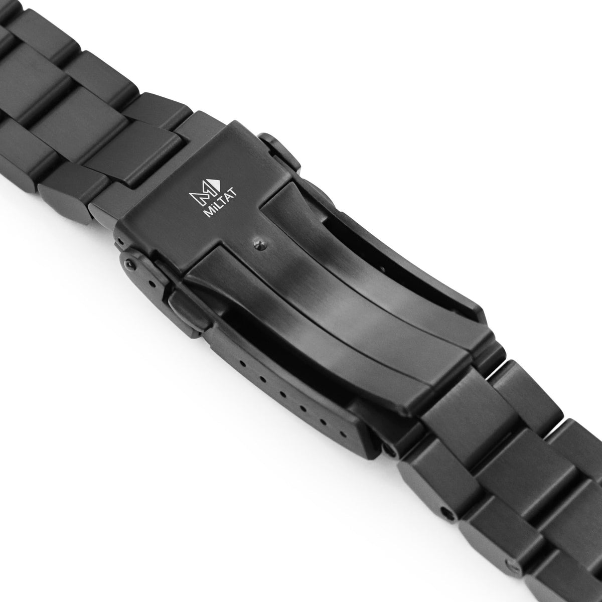 Bracelet Hexad 22mm pour Seiko Samurai SRPB51 SRPB09 SRPC93, acier inoxydable - Finition brossée (DLC) noire, boucle V Diver