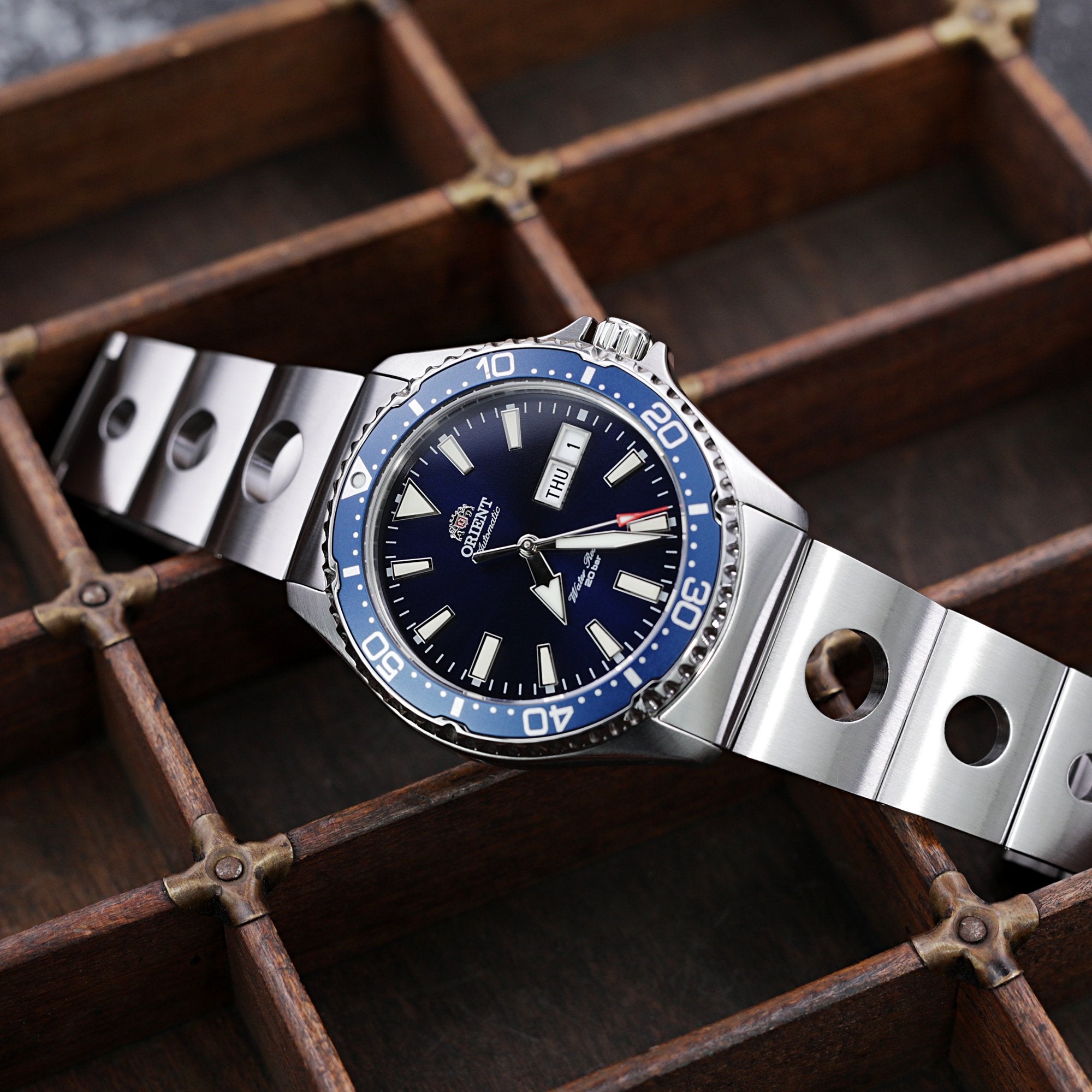 Orient Kamasu Blue Diver Watch RA-AA0002L19B Strapcode Watch Bands