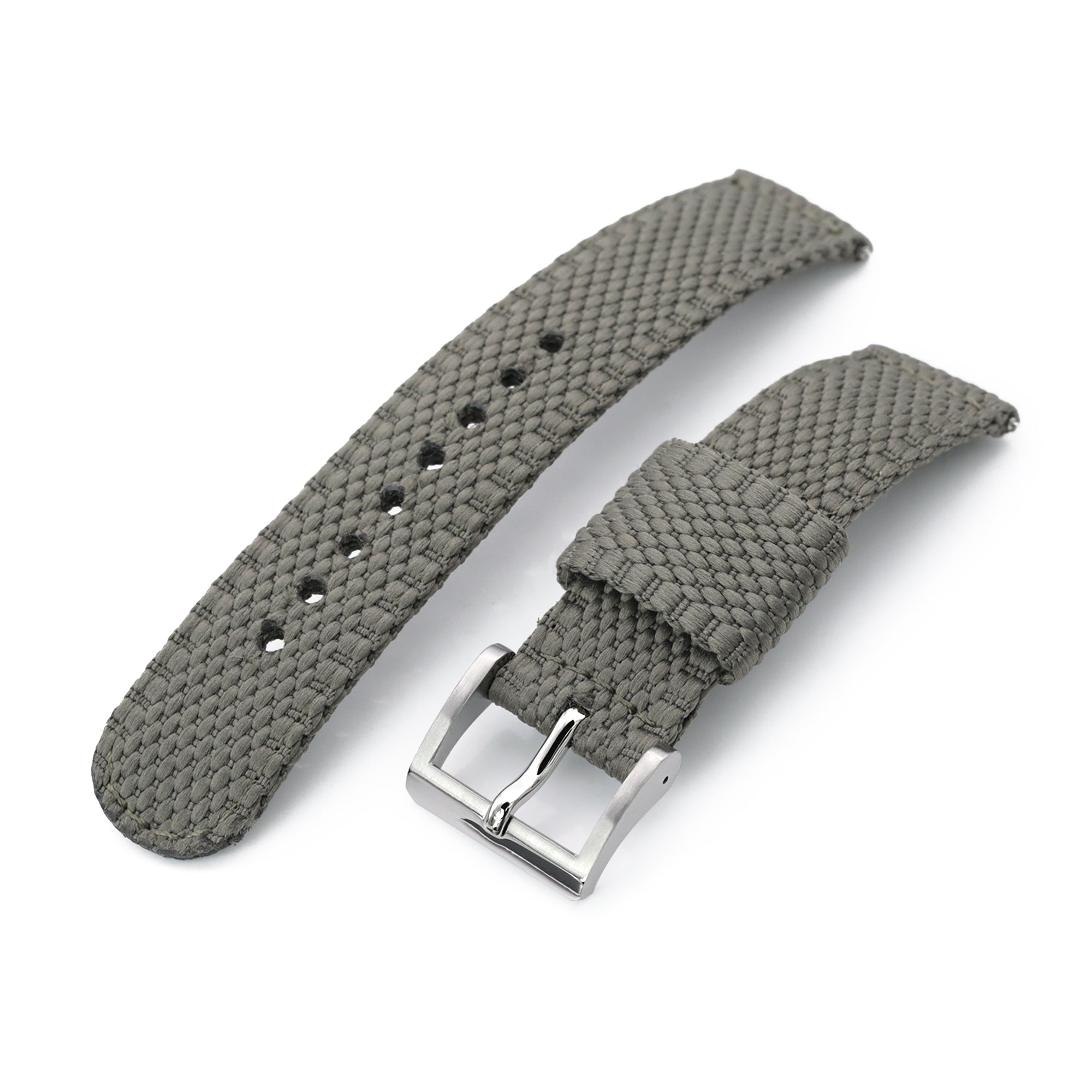 2-pcs Perlon Unique Pattern Military Green Watch Band, Polished Buckle Strapcode Watch Bands