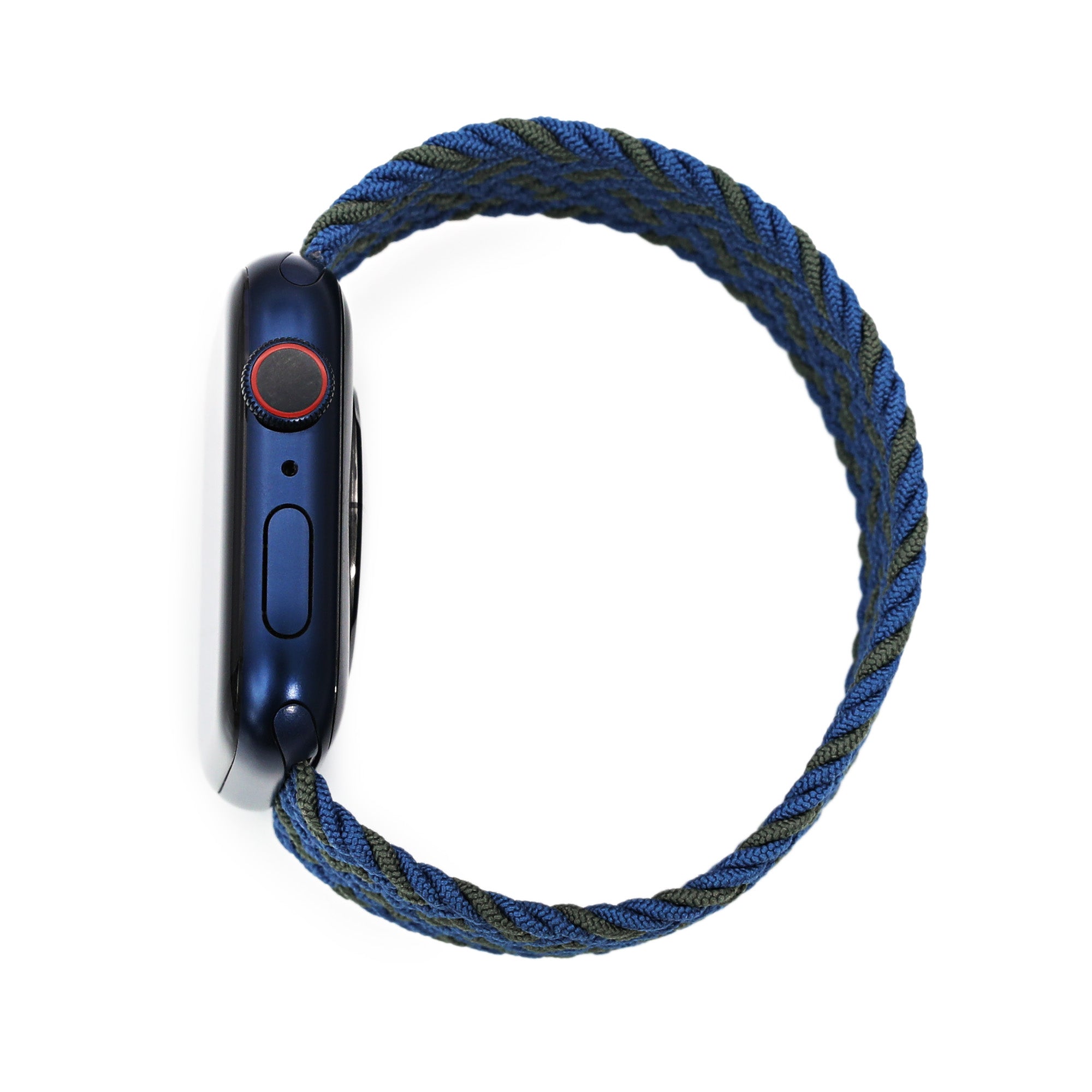 Stretchable Navy-Green Solo Loop Braided Apple Watch Band for 44mm / 42mm models Strapcode Watch Babds