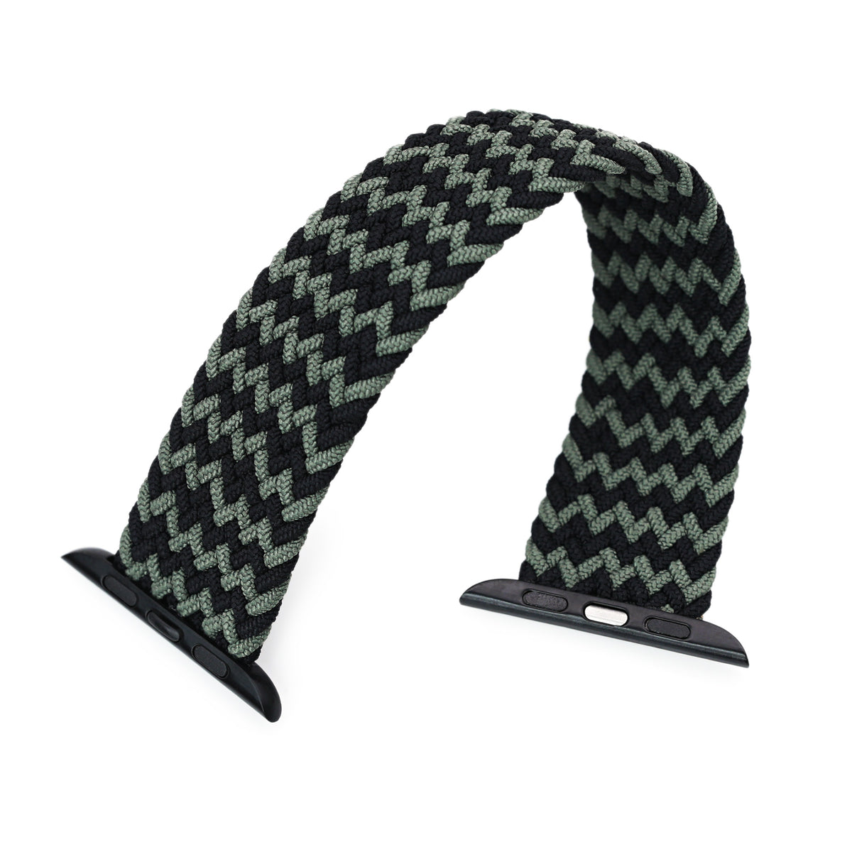 Stretchable Black-Green Solo Loop Braided Apple Watch Band for 44mm / 42mm models Strapcode Watch Bands