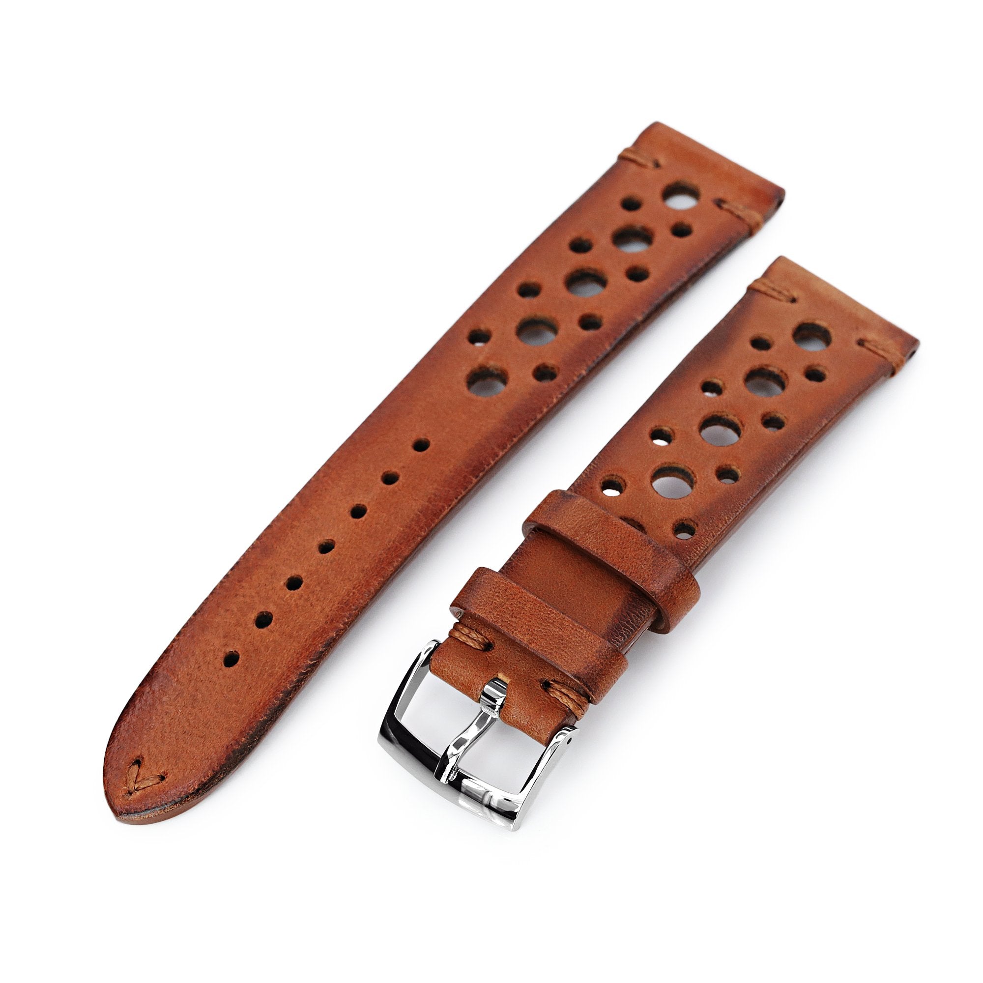 Vintage Brown Italian Handmade Racer Watch Strap, 20mm or 22mm  Strapcode Watch Bands