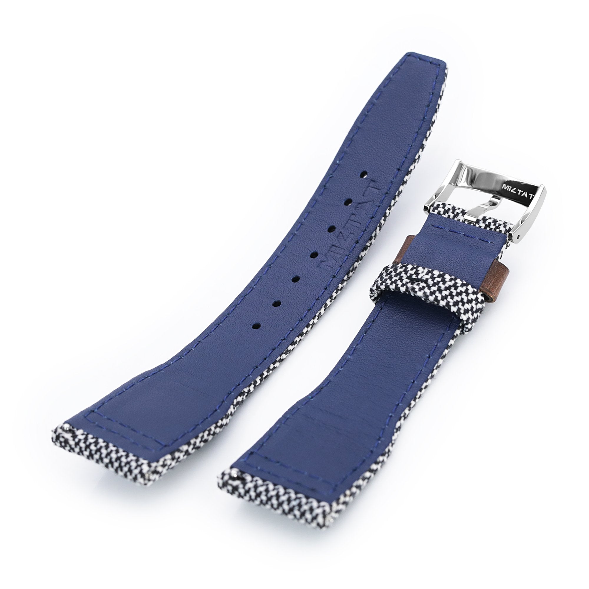 Q.R. Pilot watch strap 20mm or 22mm Revive Watch Band in Black Mixed WhiteStrapcode Watch Bands