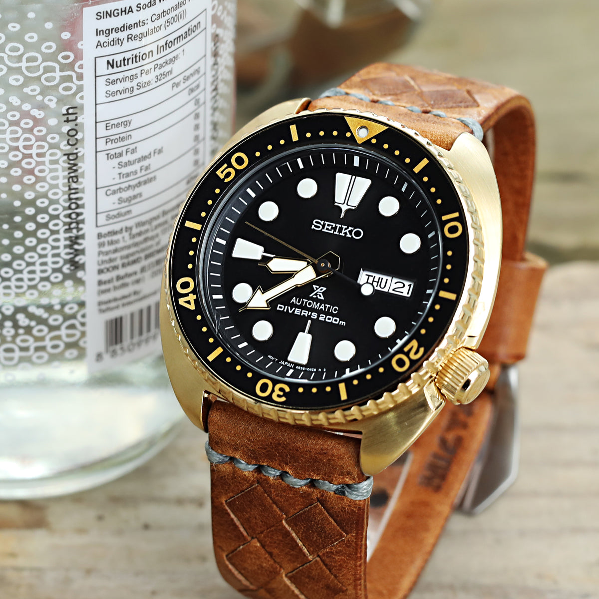 Seiko New Turtle Prospex SRPC44 Diver Goldtone Case Strapcode Watch Bands