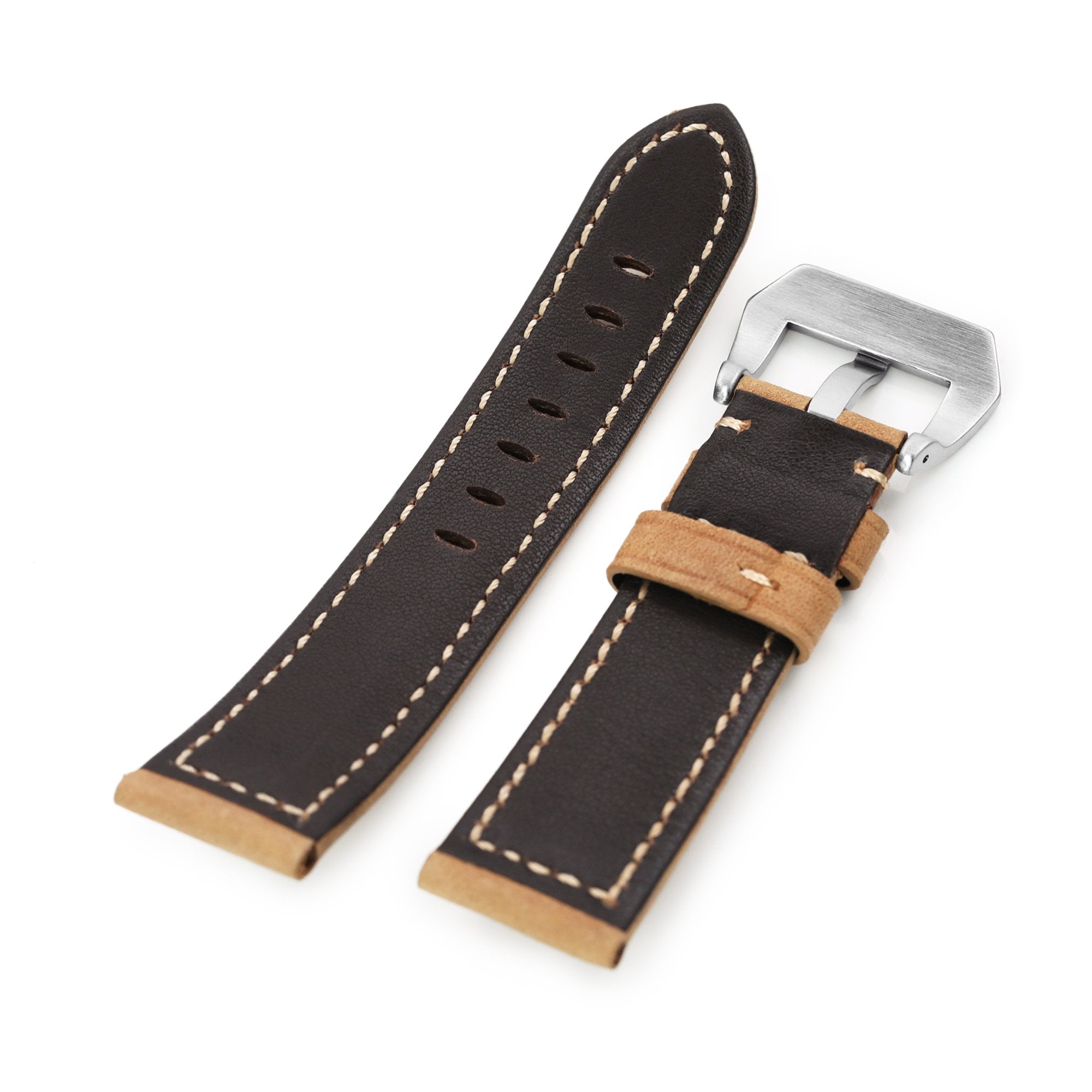 Tan Color Tapered Nubuck Leather Watch Band, 22mm or 24mm Strapcode Watch Bands