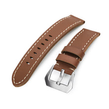 Cinturino in pelle marrone castagna 22mm dritto, fibbia satinata