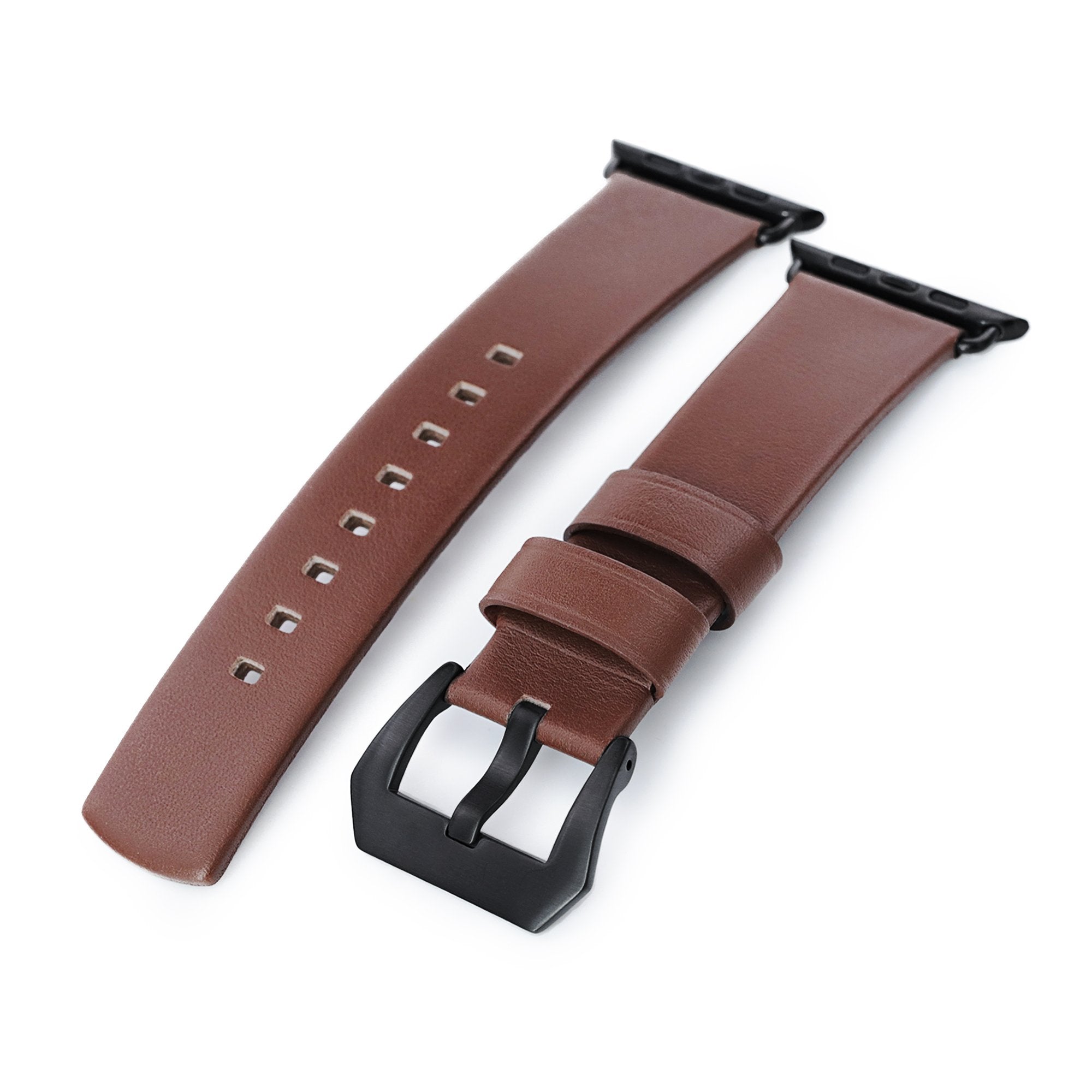 Water Repellent Brown Leather Apple Watch Band for 44mm / 42mm models Strapcode Watch Bands