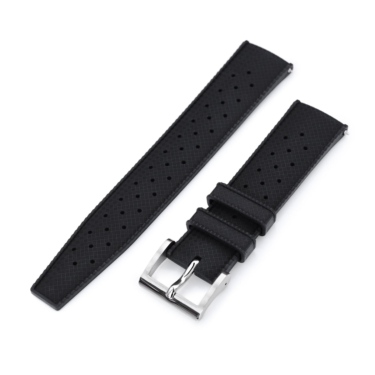 Quick Release Black Tropical-Style Pro FKM rubber watch strap, 20mm or 22mm Strapcode Watch Bands