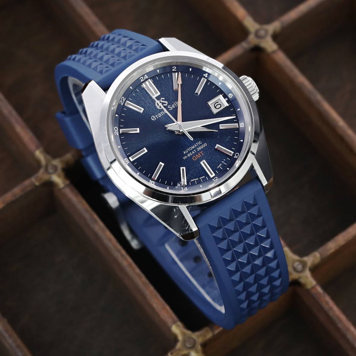 Bracelet montre en caoutchouc FKM bleu marine Chaffle, 19mm à 22mm
