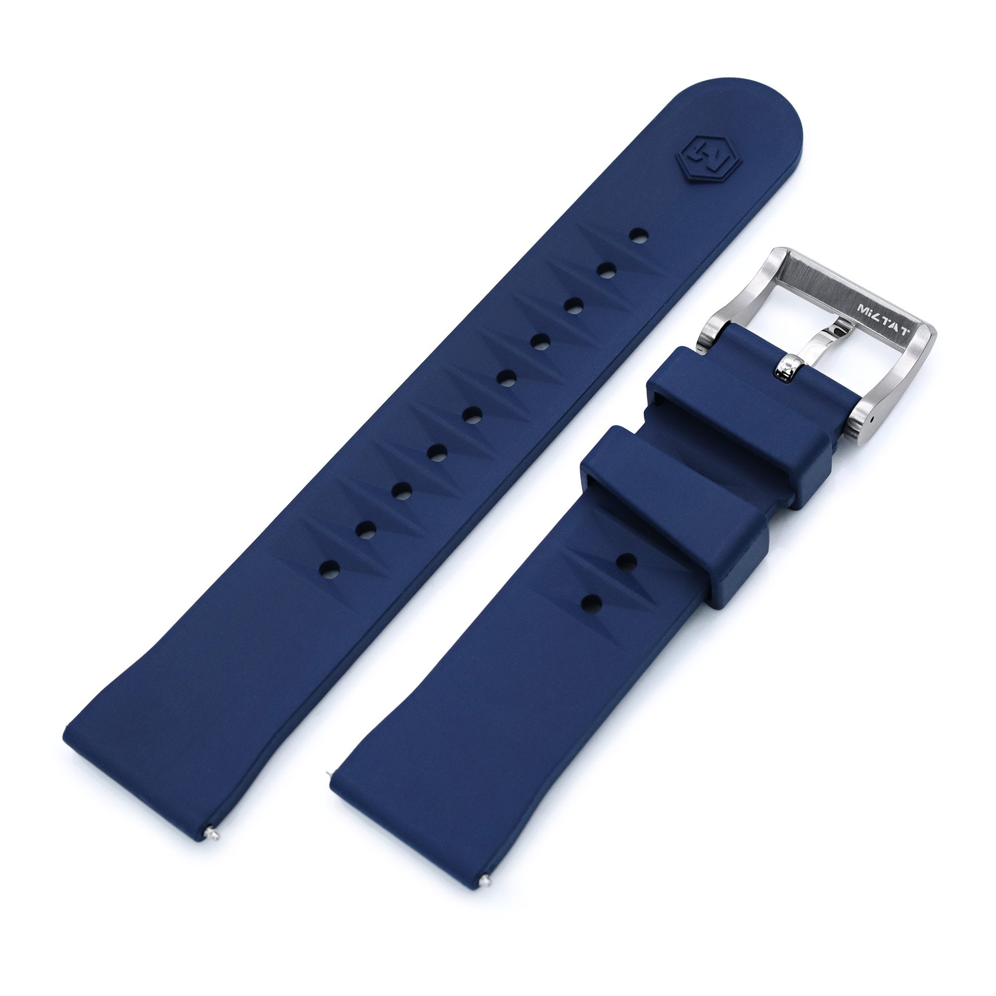 Chaffle Navy Blue FKM Rubber watch strap, 19mm to 22mm Strapcode Watch Bands