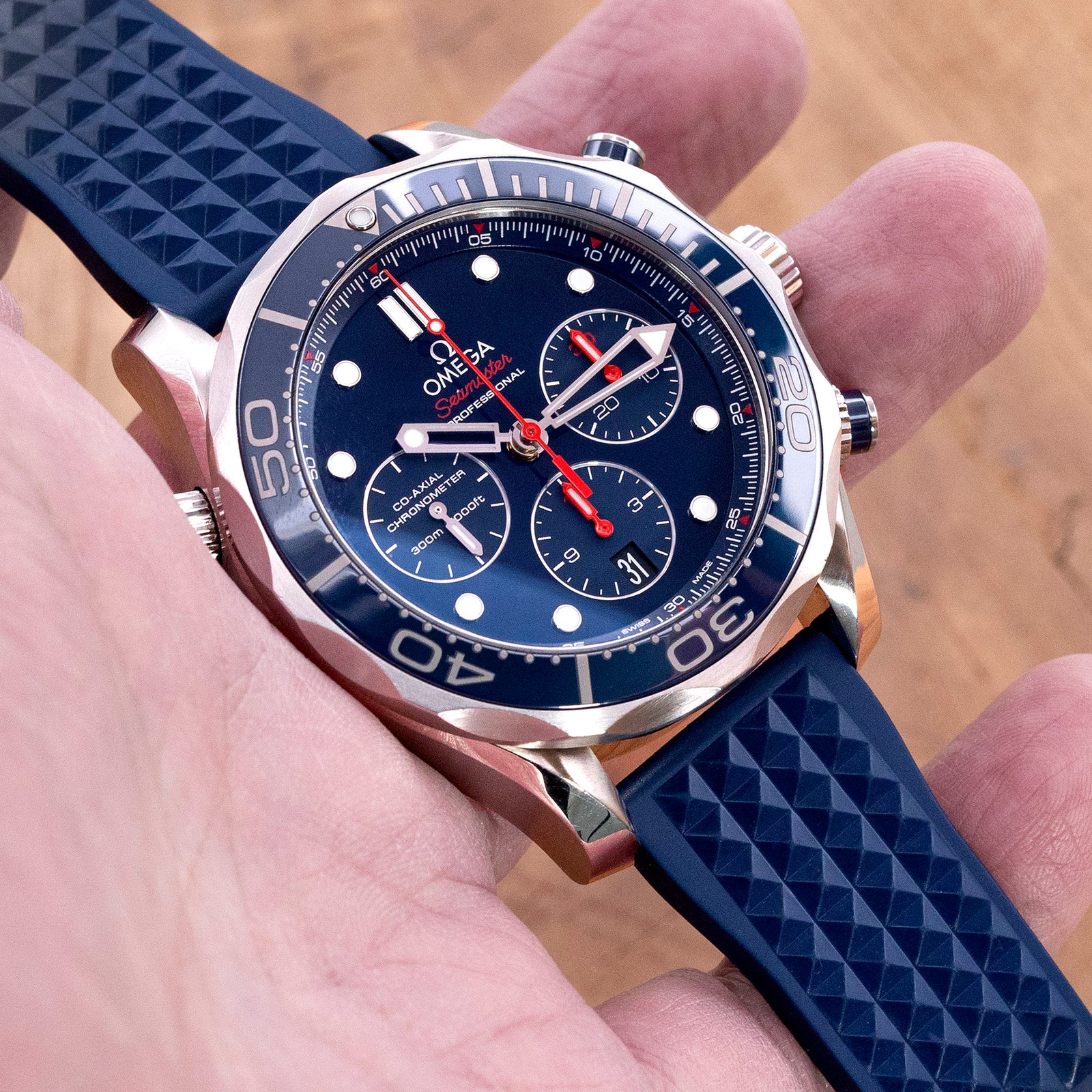 Bracelet montre en caoutchouc FKM bleu marine Chaffle, 19mm à 22mm