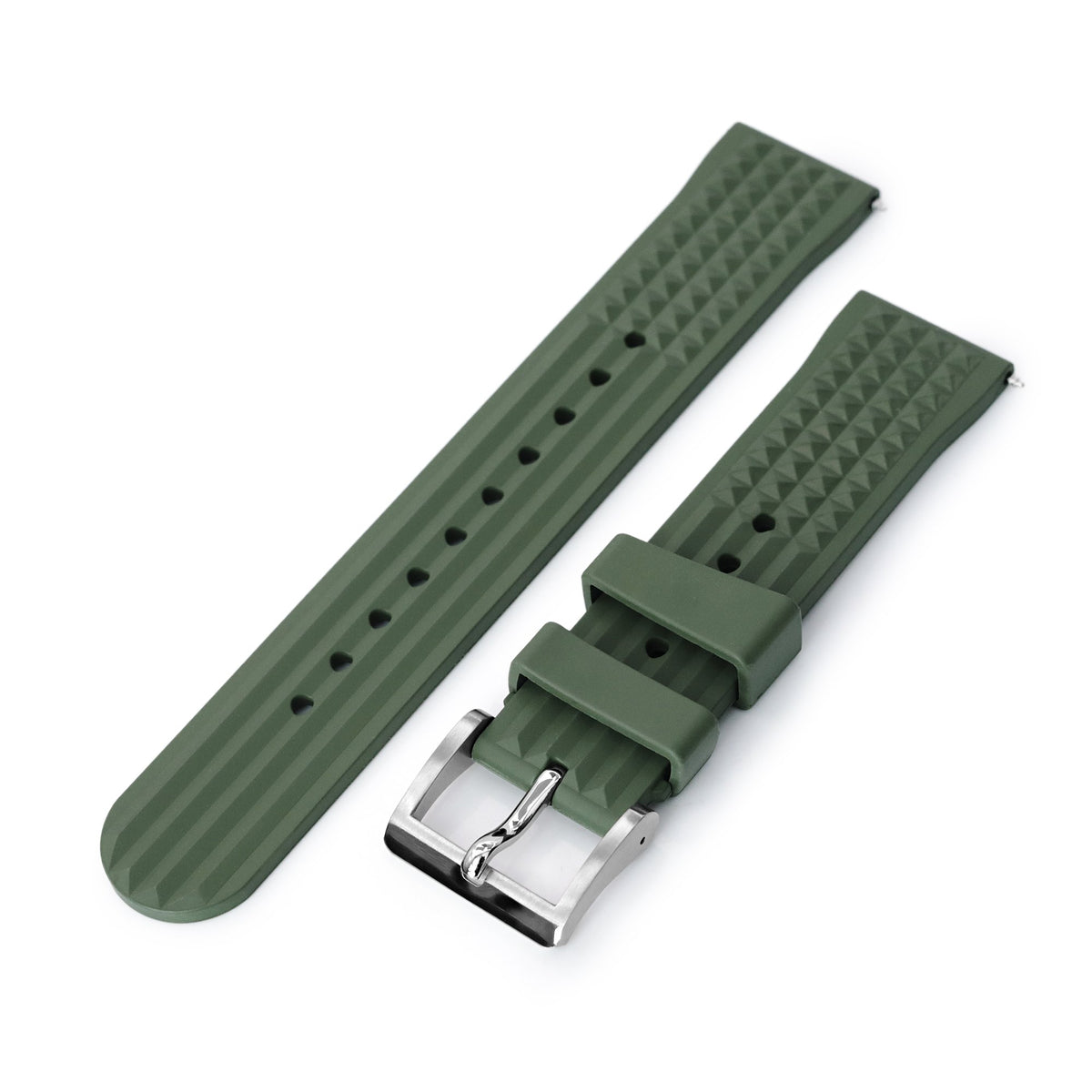 Chaffle Military Green FKM Rubber watch strap, 20mm or 22mm Strapcode Watch Bands