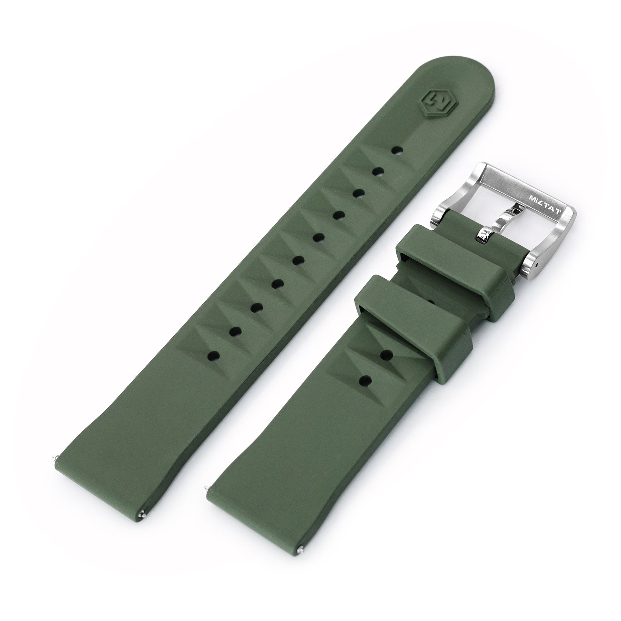 Chaffle Military Green FKM Rubber watch strap, 20mm or 22mm Strapcode Watch Bands