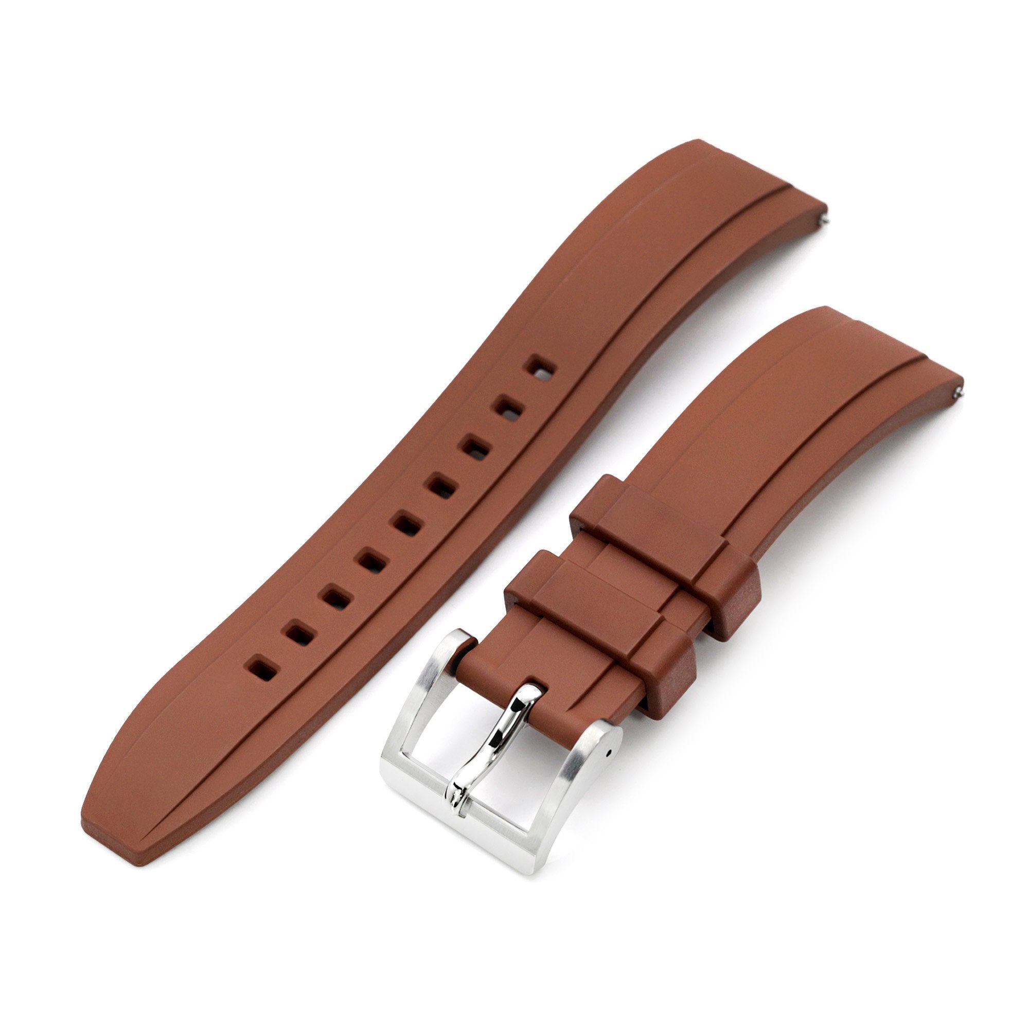 FKM08 Brown FKM Quick Release rubber watch strap, 20mm Strapcode Watch Bands