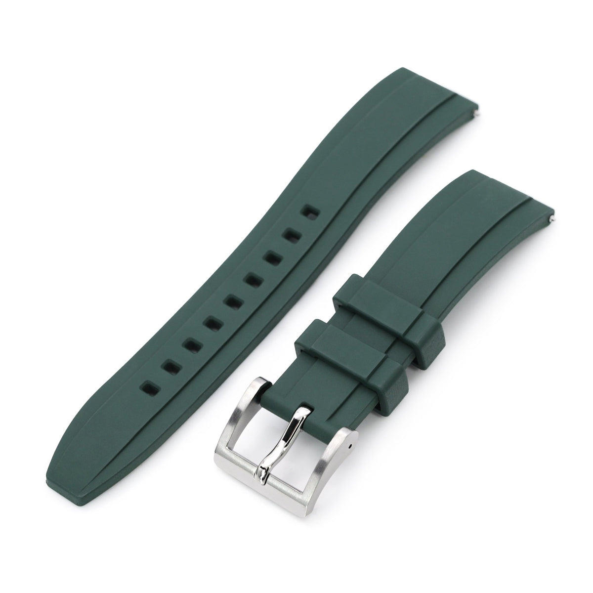 FKM08 Green FKM Quick Release rubber watch strap, 20mm Strapcode Watch Bands