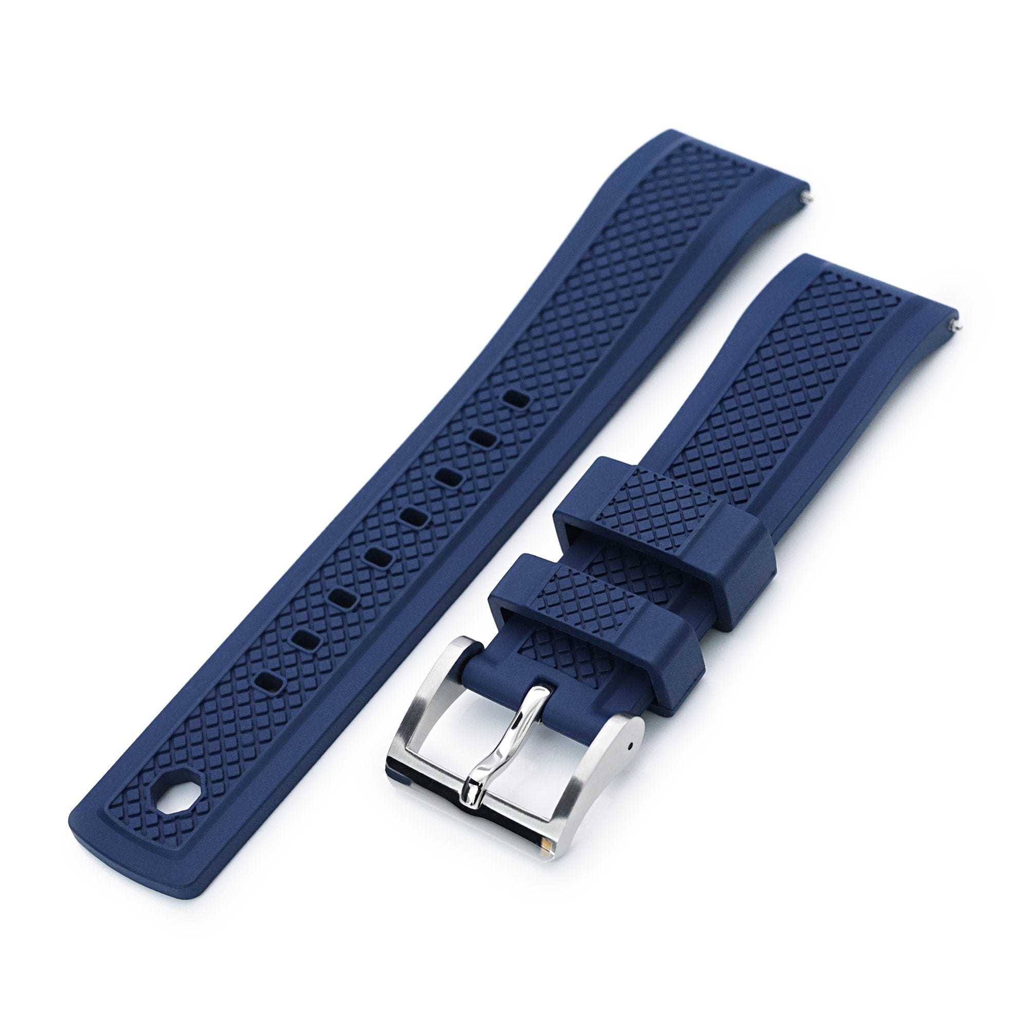 Crisscross Blue FKM Quick Release Rubber Strap, 20mm or 22mm Strapcode Watch Bands