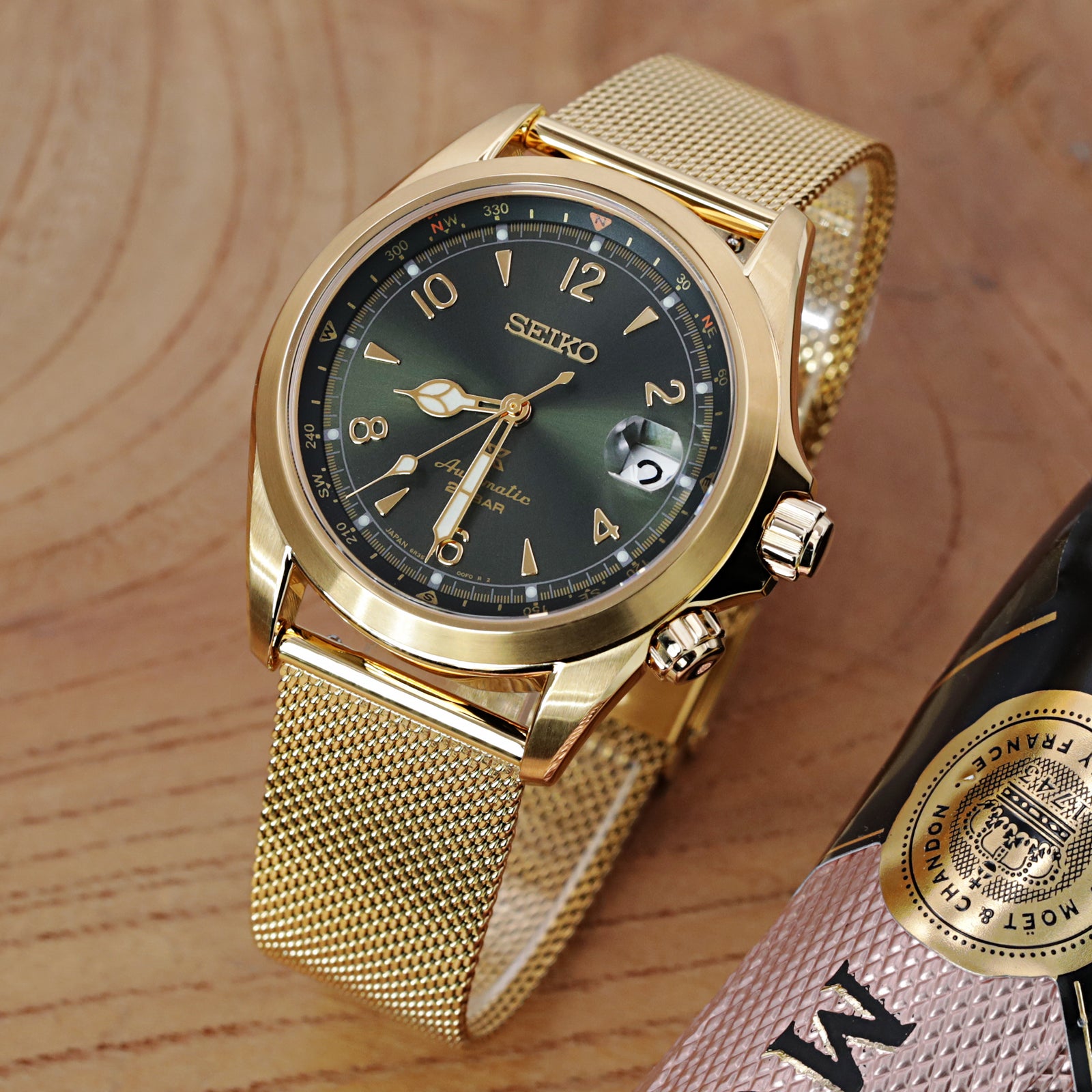 Seiko Prospex Alpinist Sunbeam Forest SPB210J1 by Strapcode watch bands