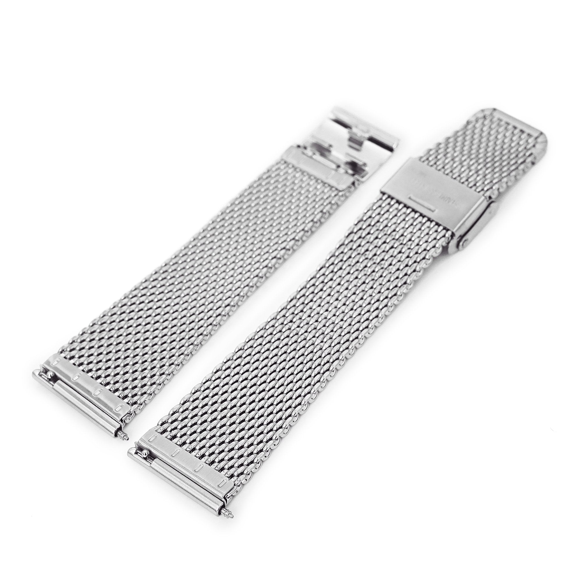 Quick Release Tapered Milanese Mesh Watch Band, 20mm or 22mm, Brushed Strapcode Watch Bands