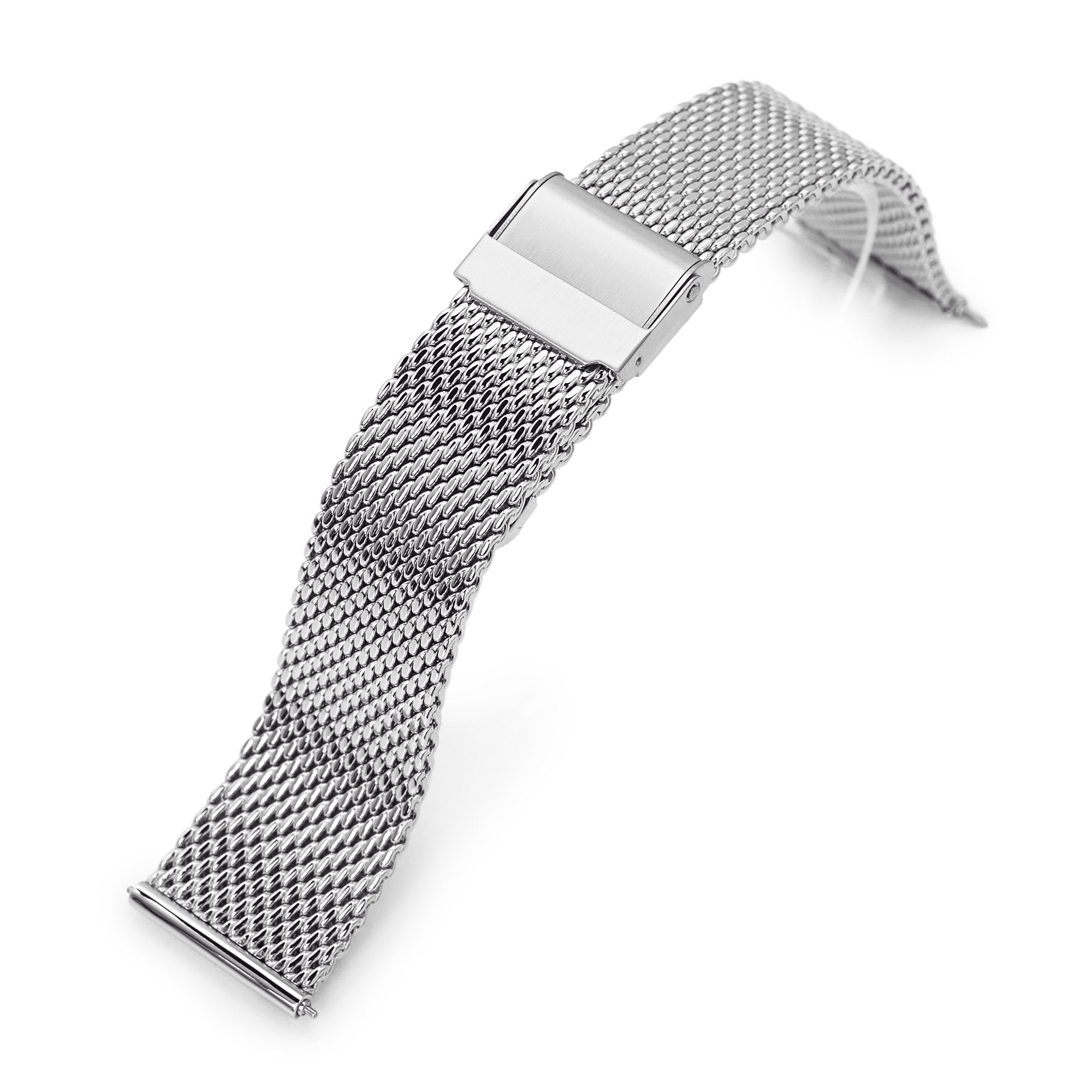 Quick Release Tapered Milanese Mesh Watch Band Polished Strapcode Watch Bands
