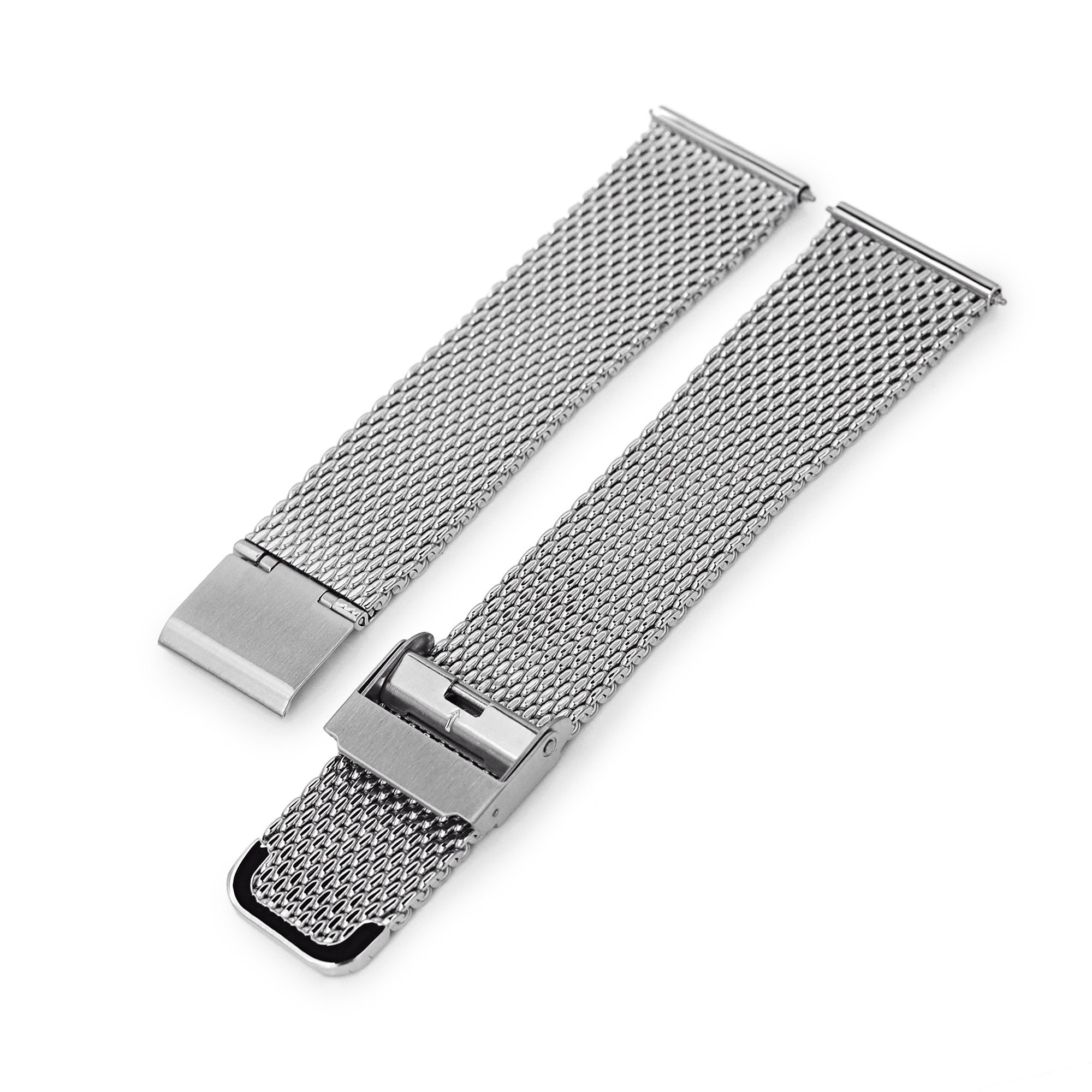 Quick Release Tapered Milanese Mesh Watch Band Polished Strapcode Watch Bands