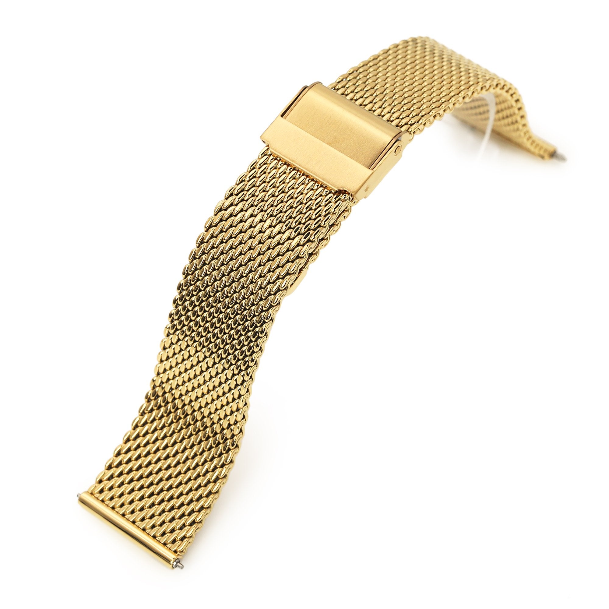 Quick Release Tapered Milanese Mesh Watch Band, IP Gold Strapcode Watch Bands