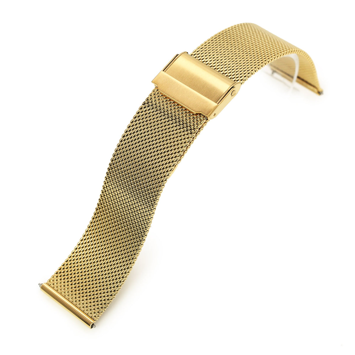 Quick Release Classic Superfine Mesh Watch Band, 18mm, 20mm or 22mm, Full IP Gold Strapcode Watch Bands