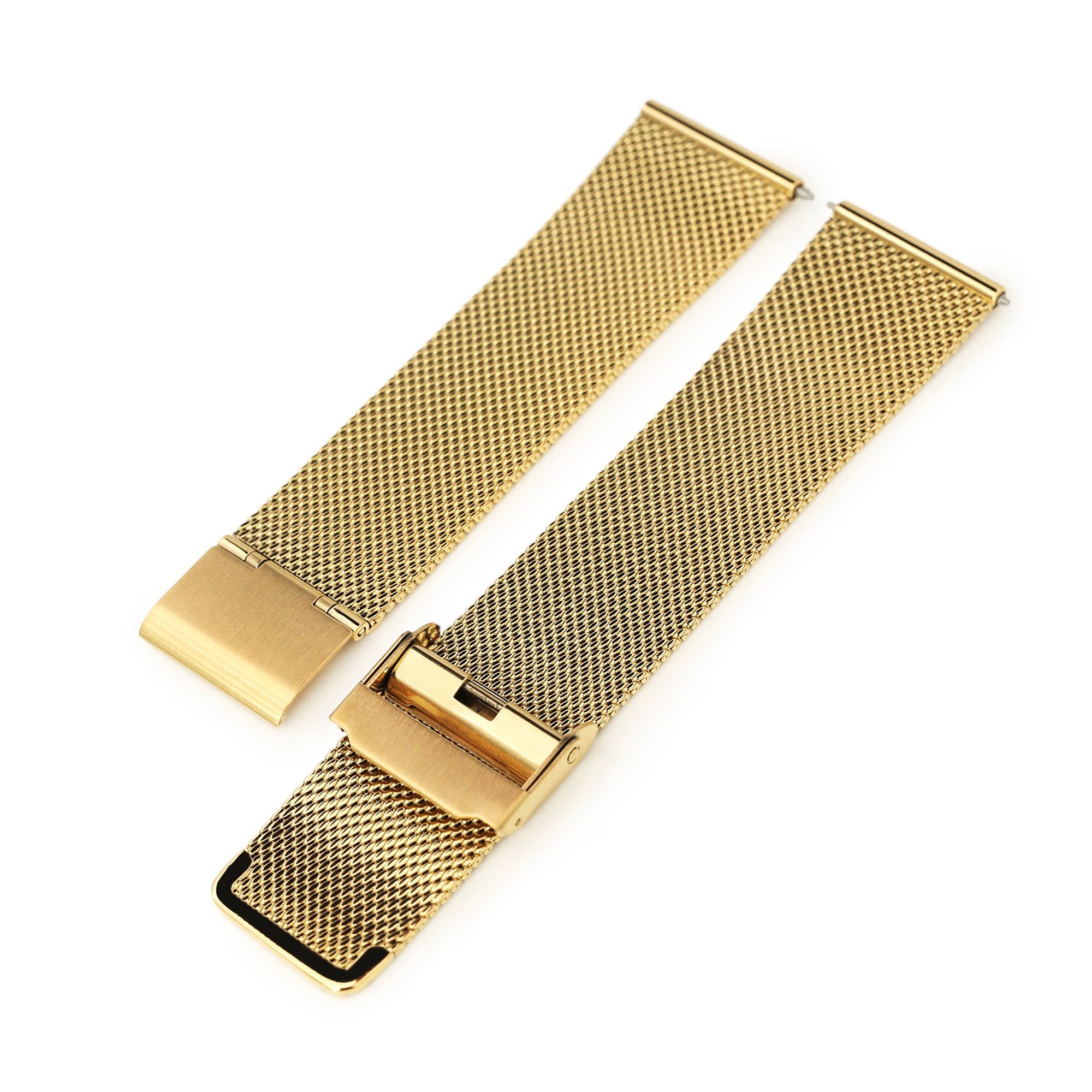 Quick Release Classic Superfine Mesh Watch Band, 18mm, 20mm or 22mm, Full IP Gold Strapcode Watch Bands