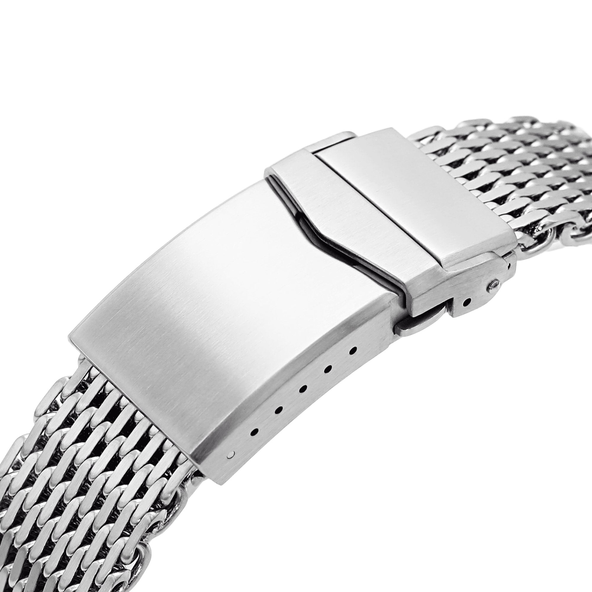 20mm Brushed Tapered Winghead "SHARK" Mesh watch band, V-Clasp Strapcode Watch Bands