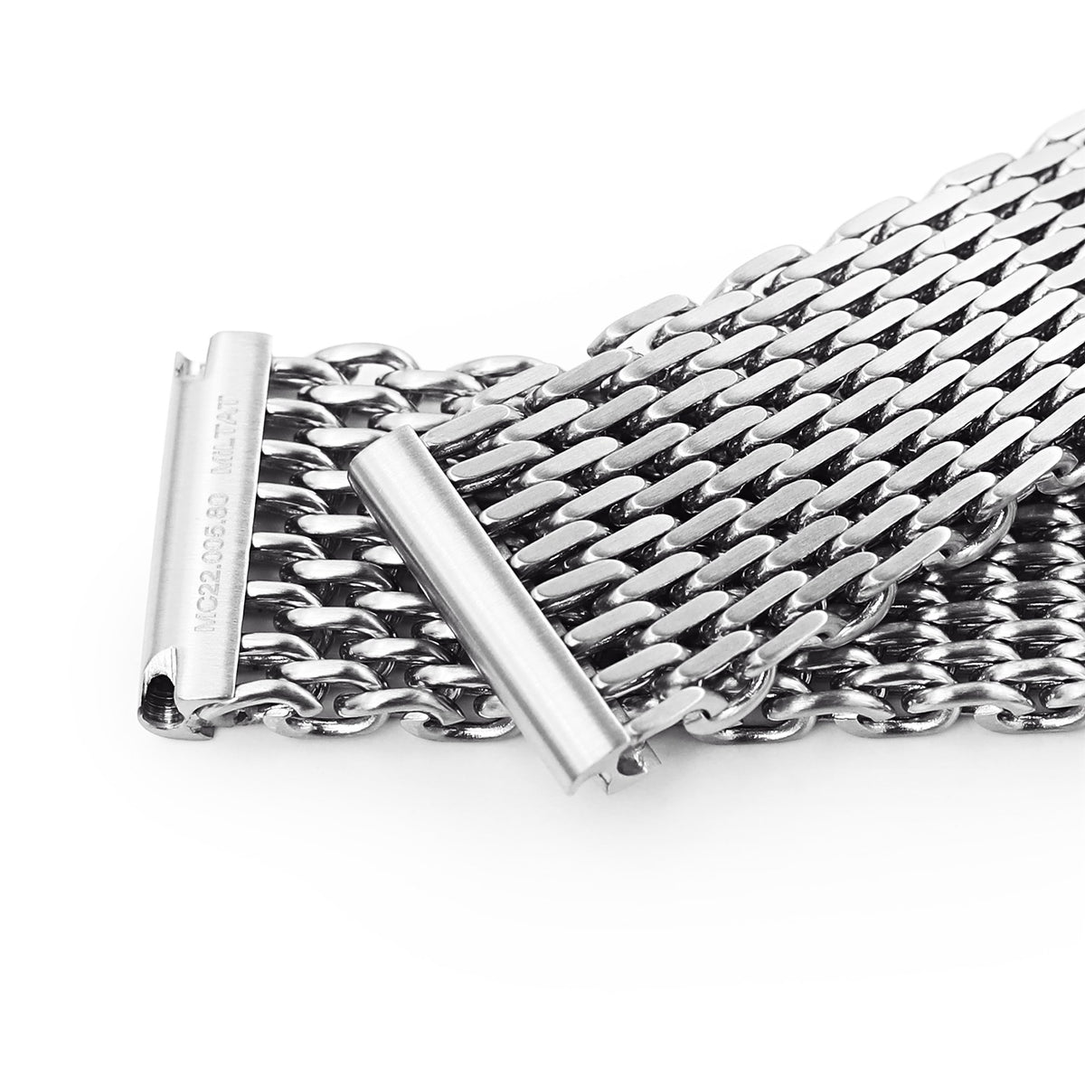 20mm Brushed Tapered Winghead &quot;SHARK&quot; Mesh watch band, V-Clasp Strapcode Watch Bands